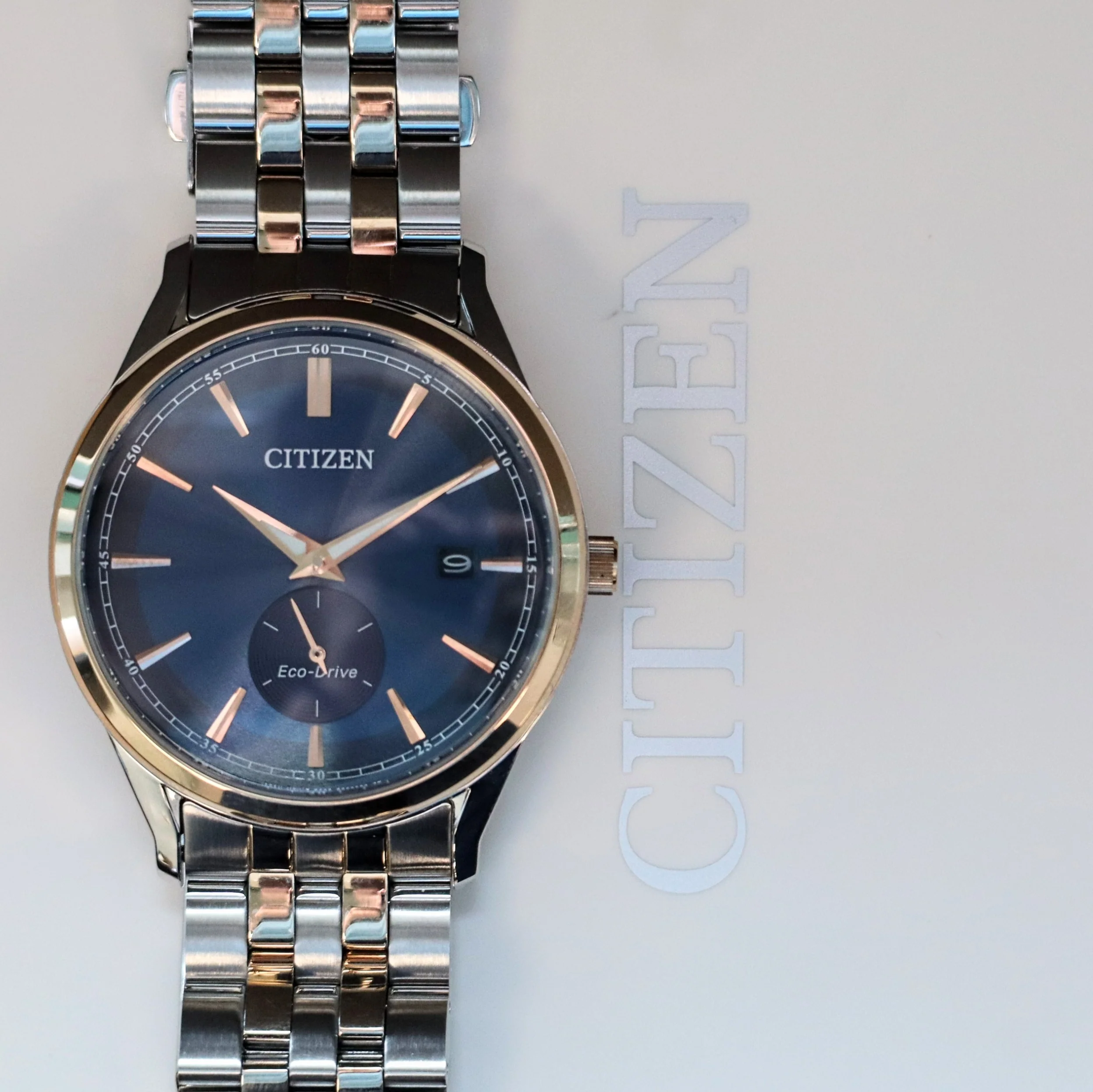 CITIZEN Weekender Eco-Drive Watch BV1113-53L ALL Two-Tone S.S. Blue Dial - Box & Papers! - Image 9