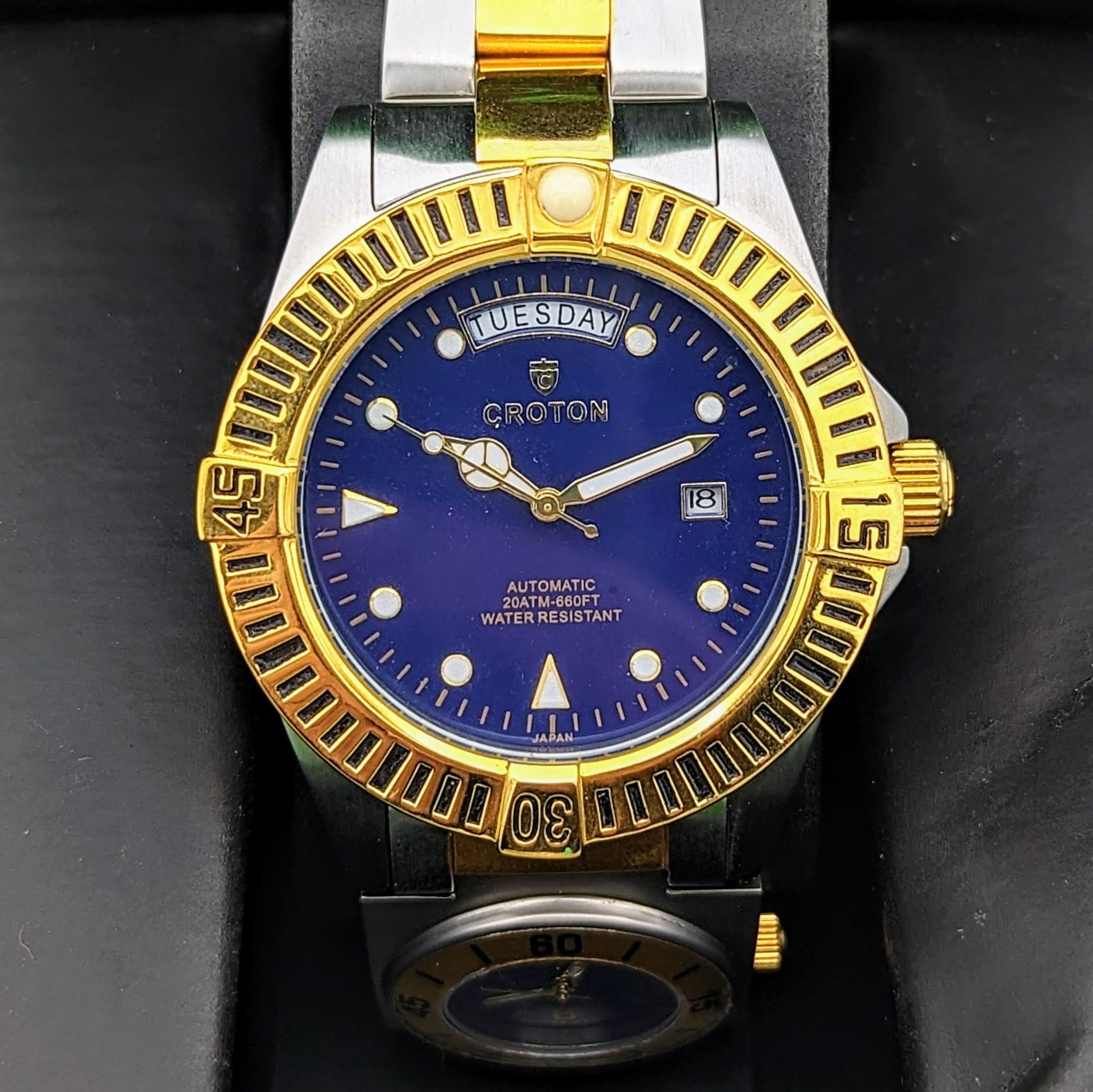 CROTON Wristwatch Two Time Zone Automatic and Quartz with Day Date Watch - Image 2