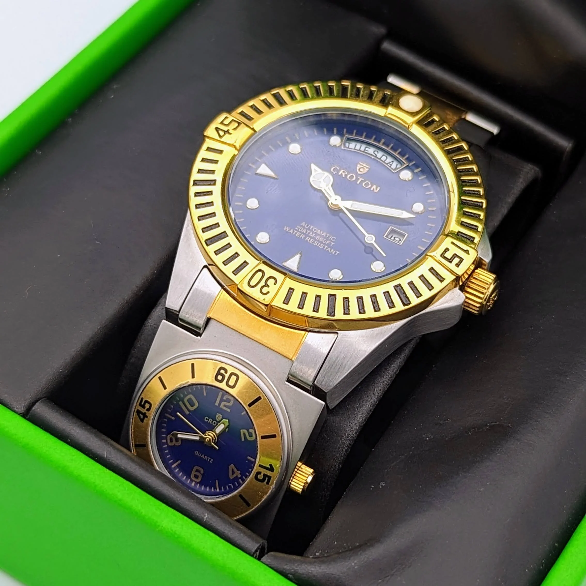CROTON Wristwatch Two Time Zone Automatic and Quartz with Day Date Watch - Image 3
