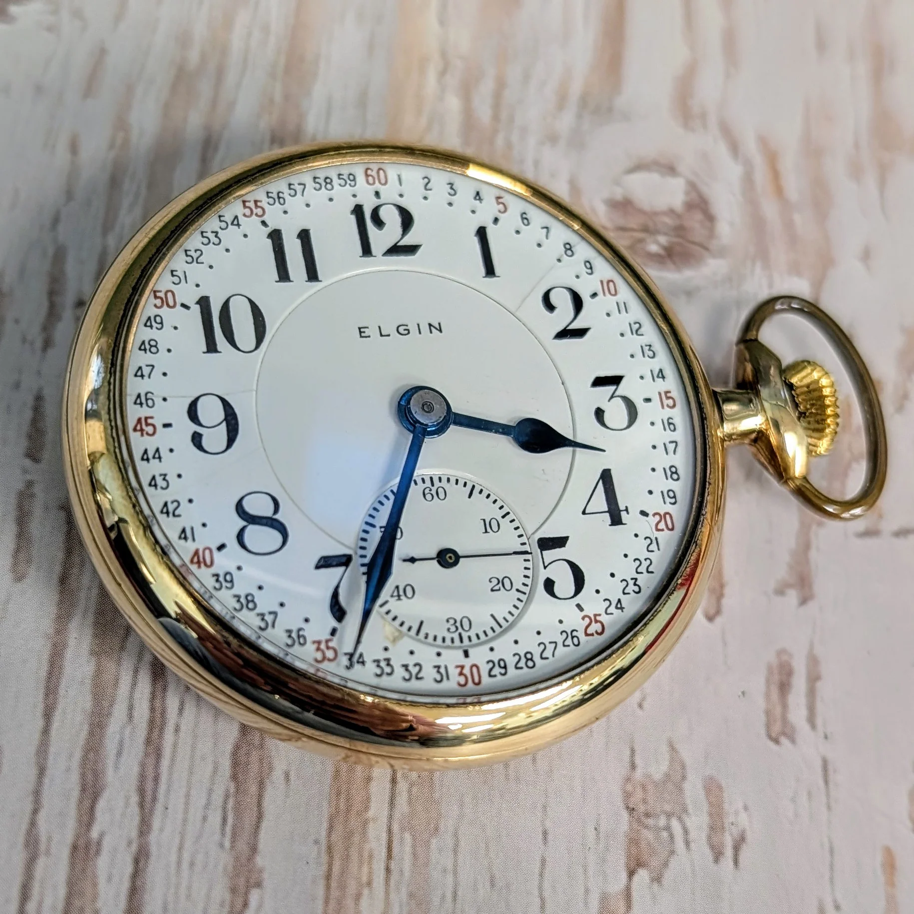 1912 Elgin B.W. Raymond Pocket Watch Grade 371 Openface 16s 19J Display Back - Image 7