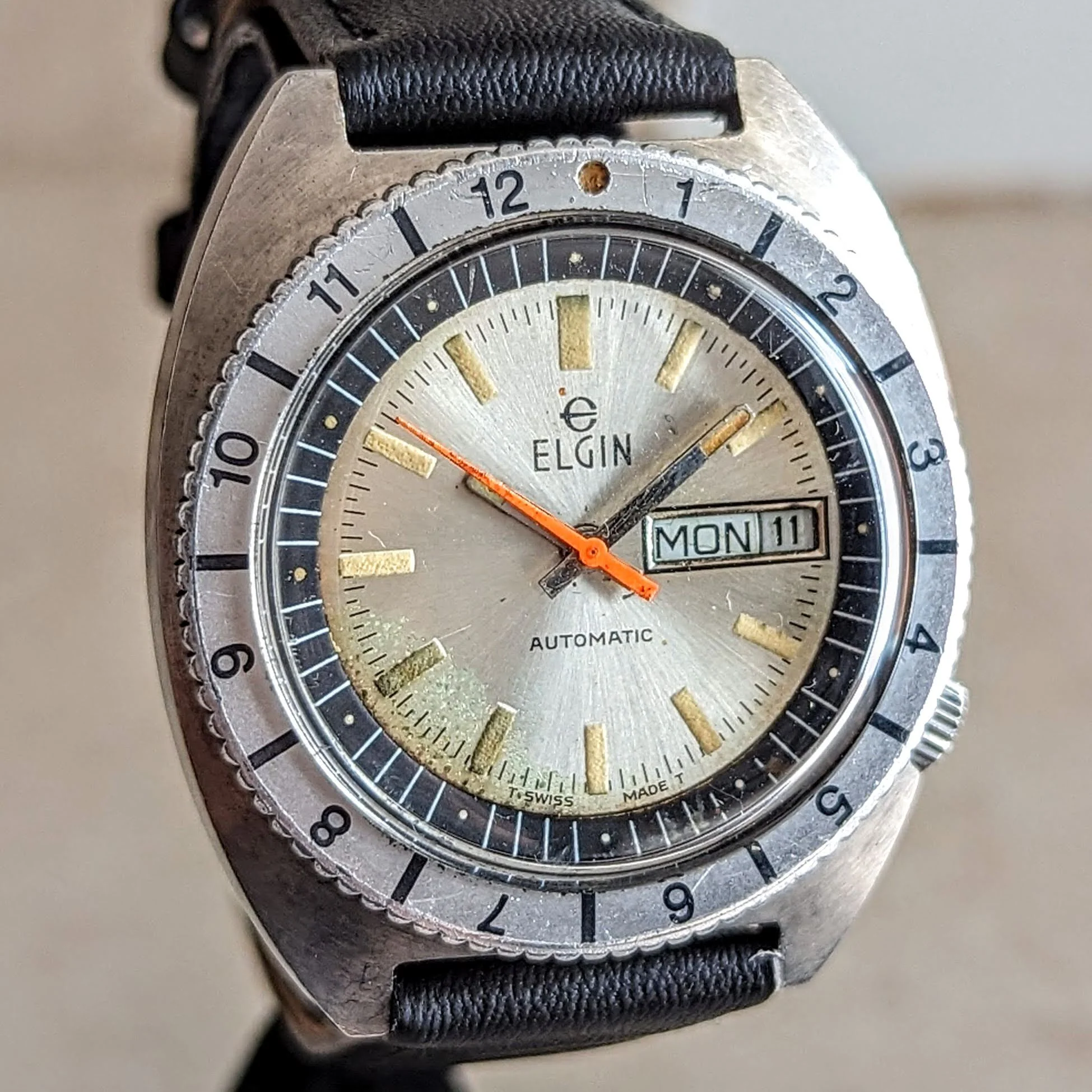 ELGIN Diver Automatic Wristwatch Day/Date Ref. WH103 Cal. FHF 909 Swiss Made Watch - Image 8