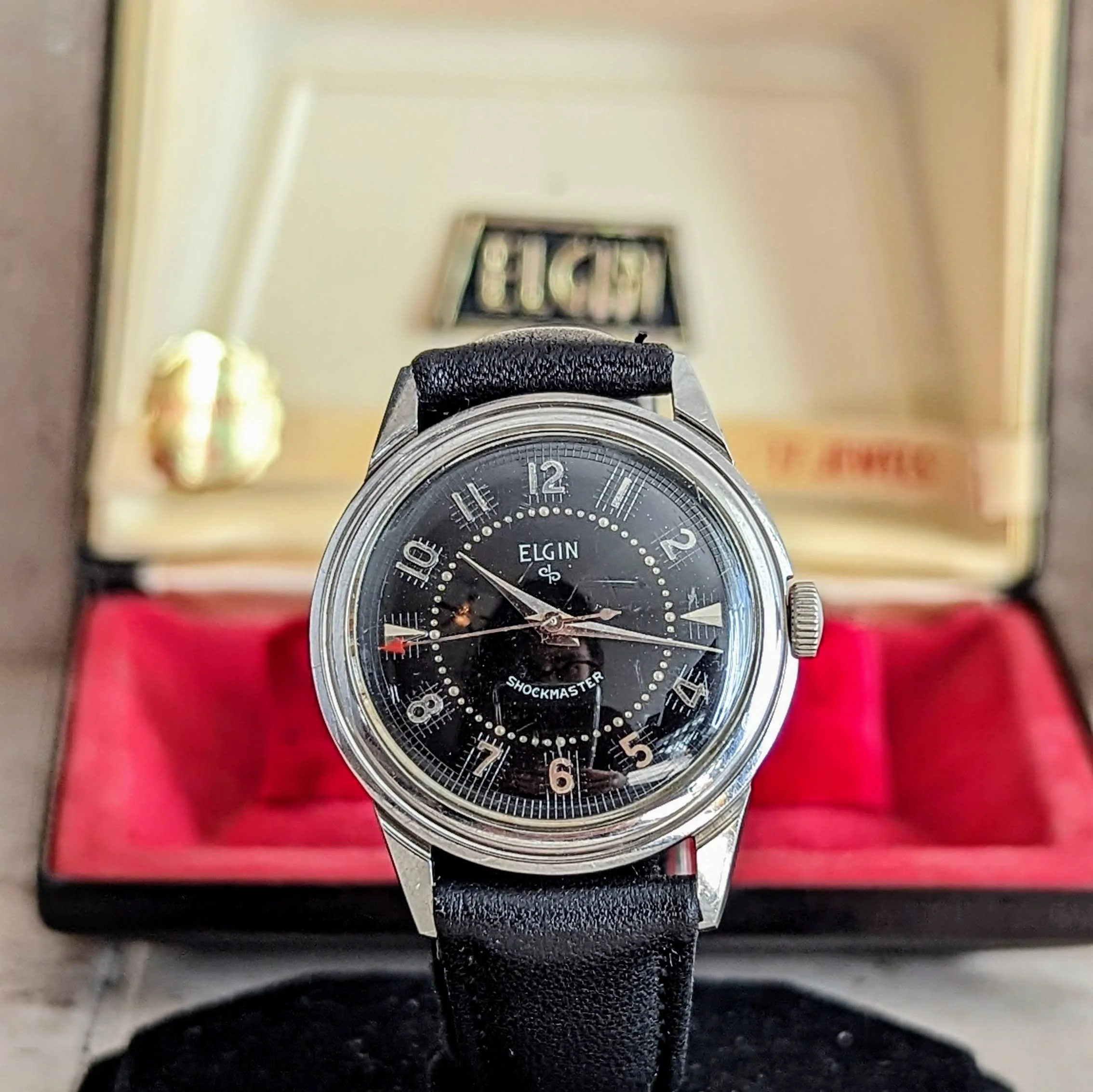 ELGIN Dolphin Watch Durapower Shockmaster Wristwatch Ref. 5918 Black Dial - Image 2