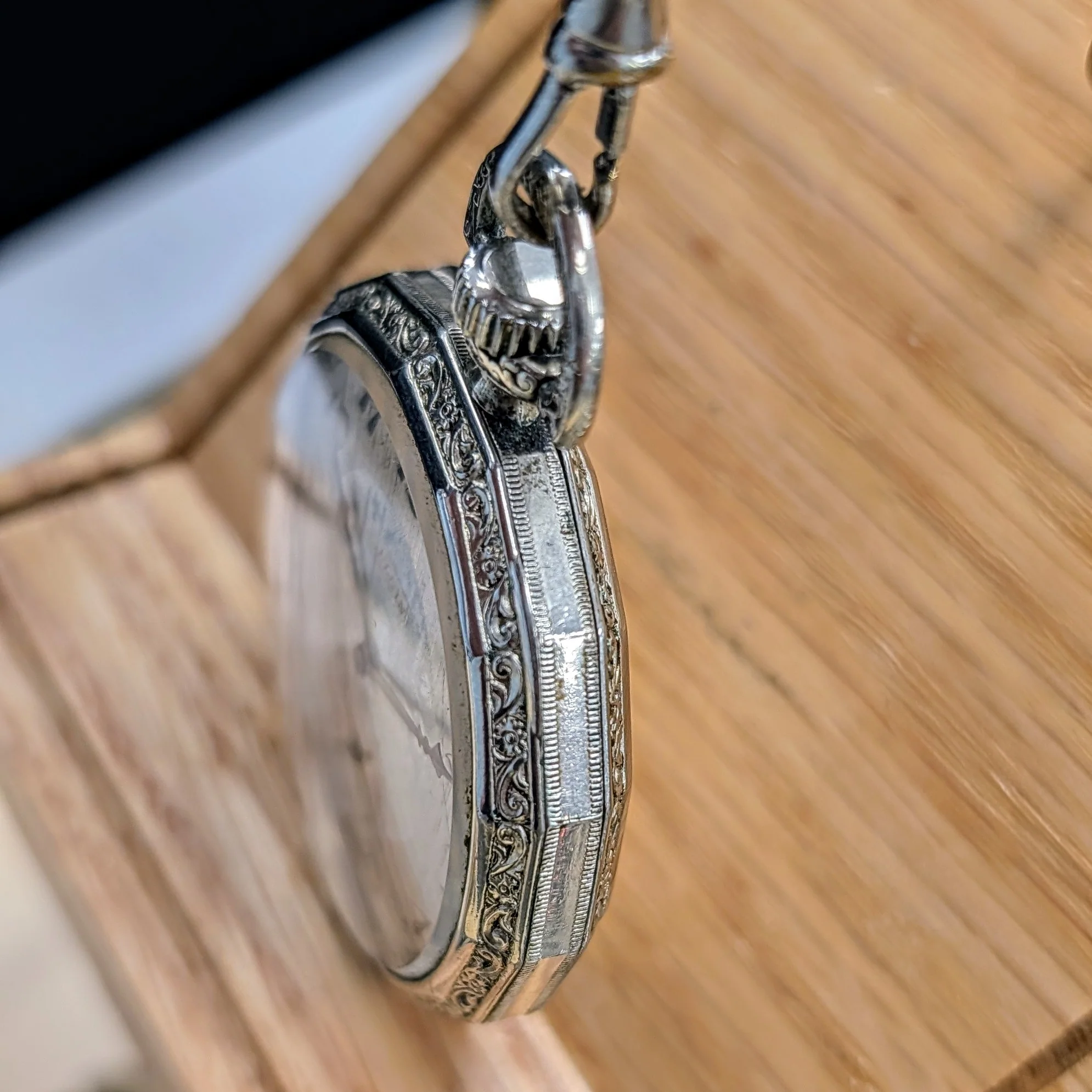 1925 Elgin Dress Pocket Watch – Grade 345 12s 17 Jewels Dodecagonal Case W/Chain - Image 14