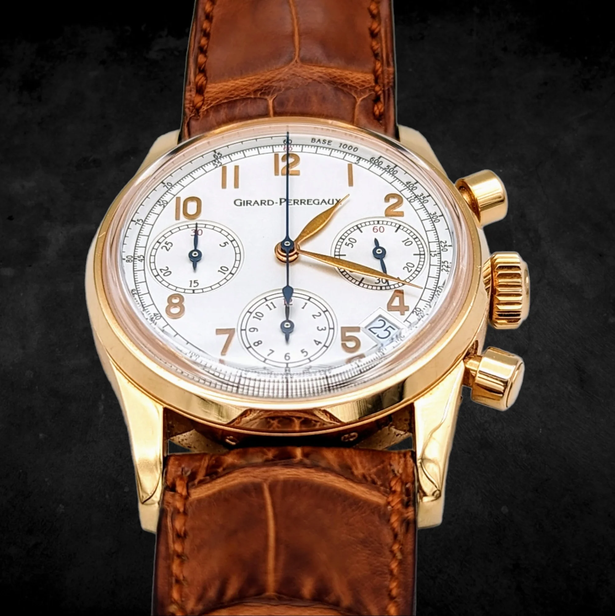 GIRARD-PERREGAUX Ref 4930 Chronograph Automatic Watch 18K Rose GOLD Wristwatch - Image 11