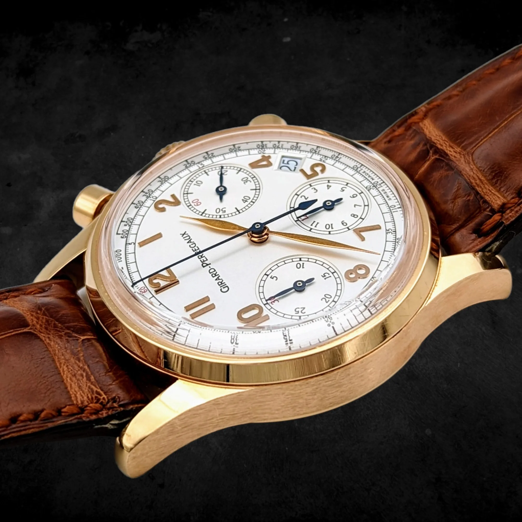 GIRARD-PERREGAUX Ref 4930 Chronograph Automatic Watch 18K Rose GOLD Wristwatch - Image 12