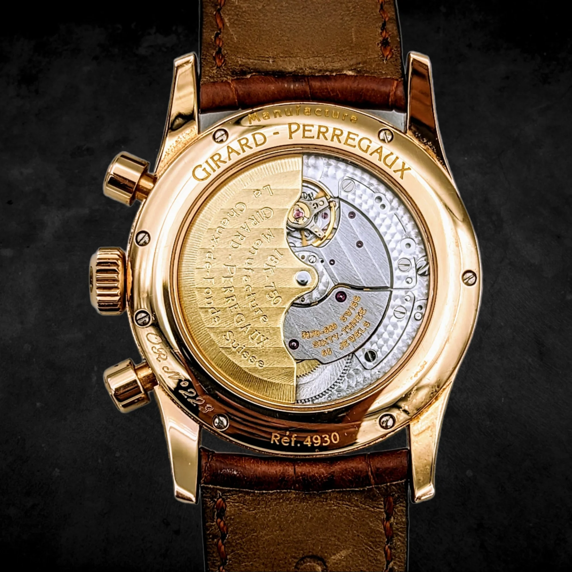 GIRARD-PERREGAUX Ref 4930 Chronograph Automatic Watch 18K Rose GOLD Wristwatch - Image 16