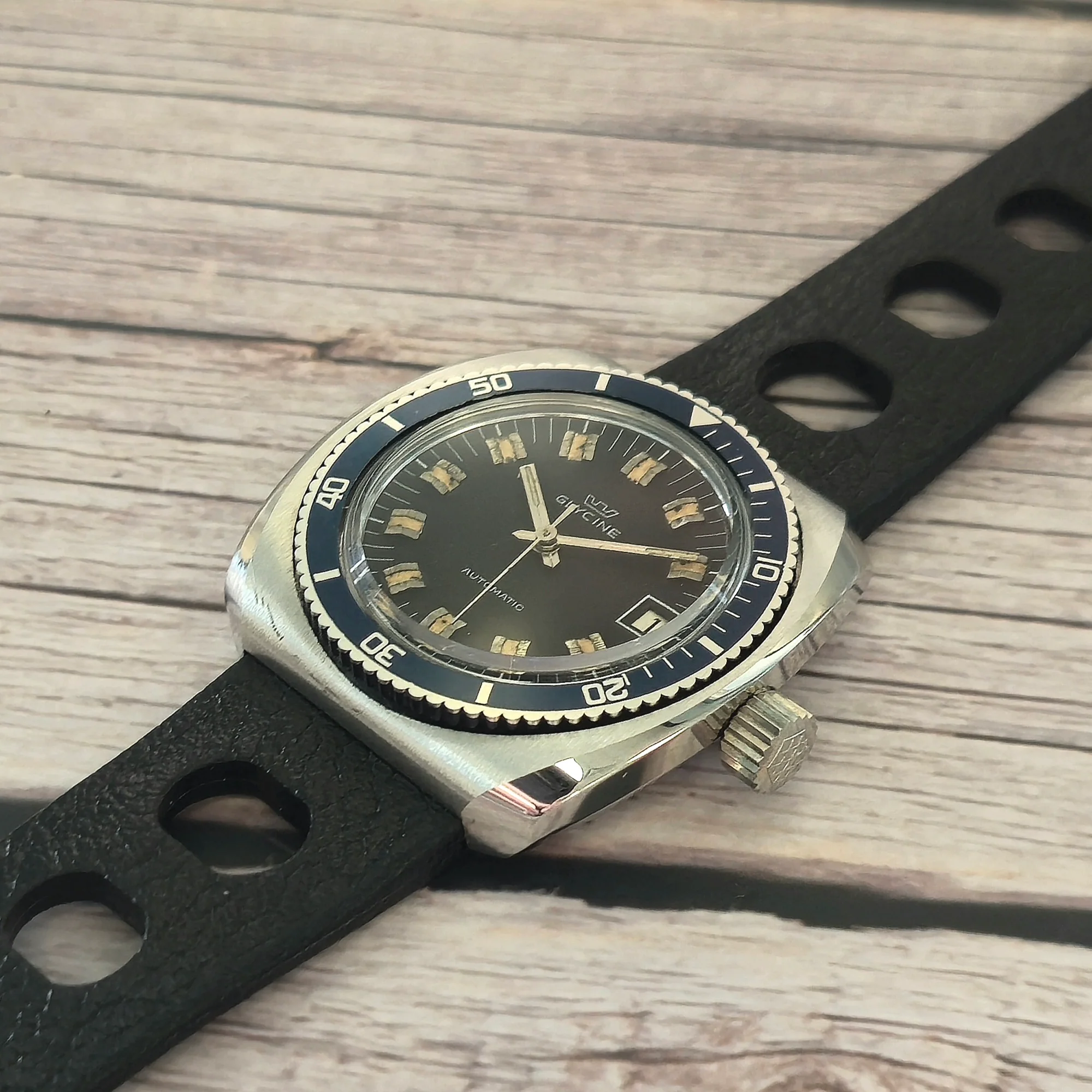 Vintage Glycine Airman Automatic Watch 313 144 Date Black Dial Diver Wristwatch - Image 9