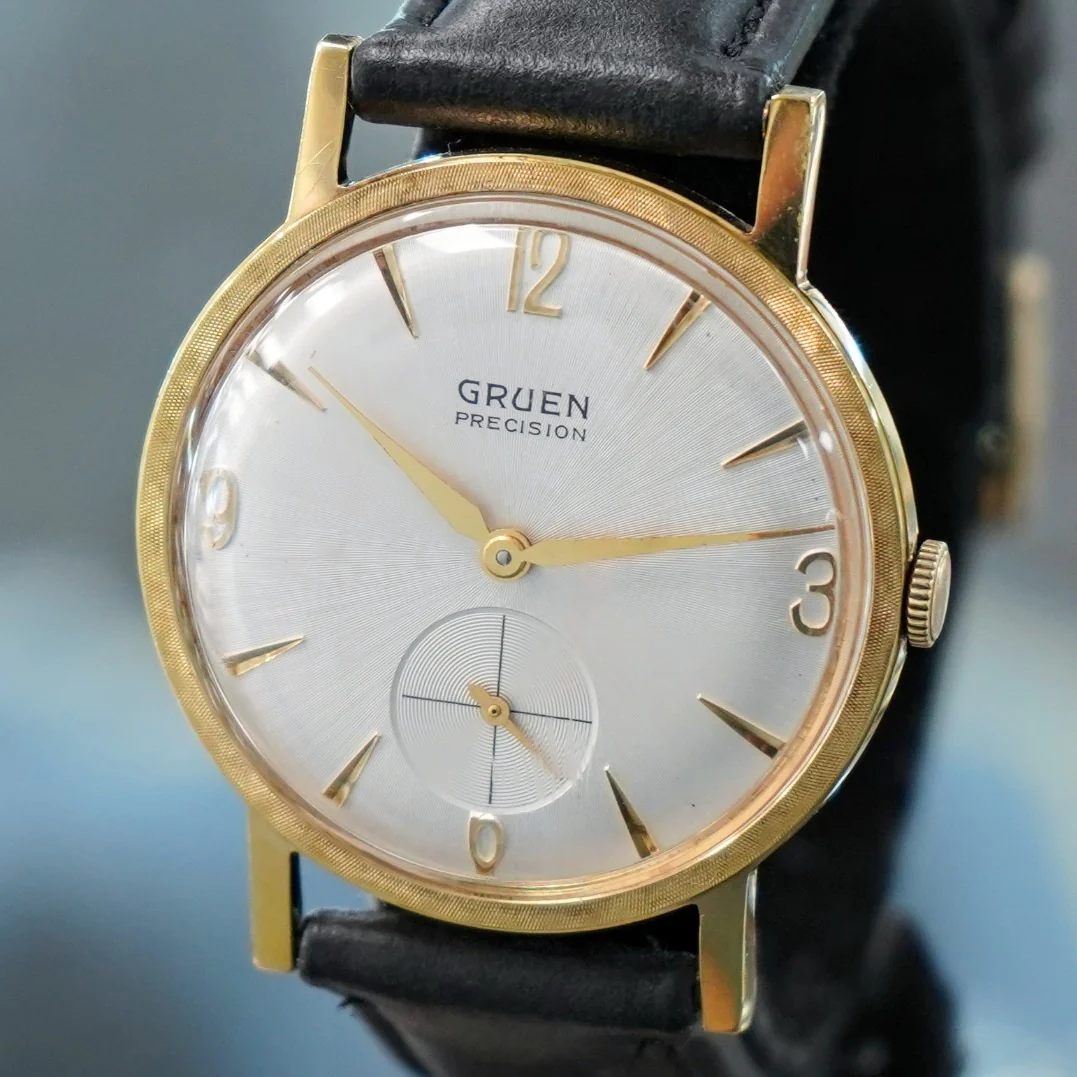 Gruen Precision Watch Cal. N510 17 Jewels Fancy Textured Fixed Bezel - 007 Style - Image 3
