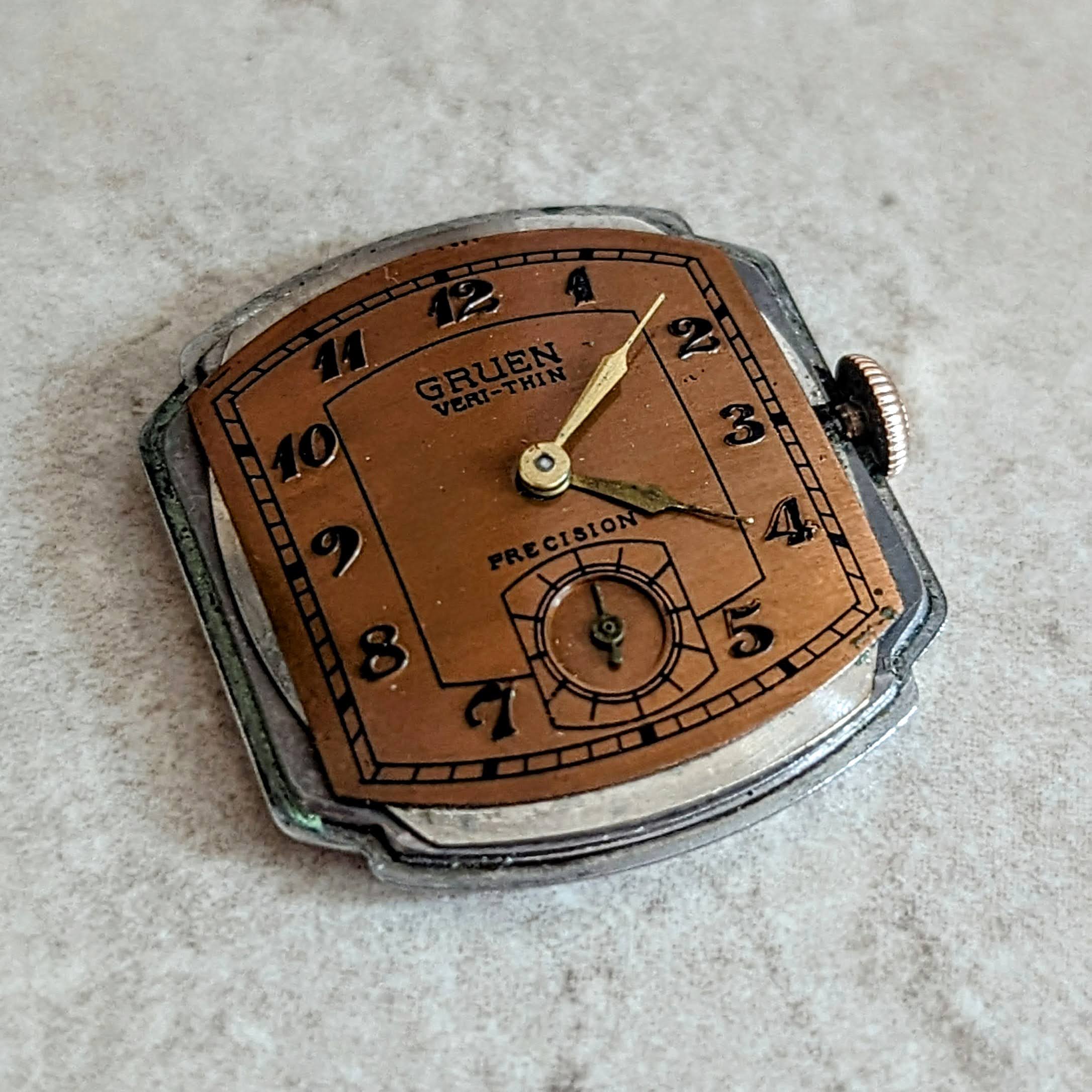 GRUEN Veri-Thin Precision Wristwatch Coral Gold Case & Dial Conoruma Movement Grade 405 Watch - Image 14