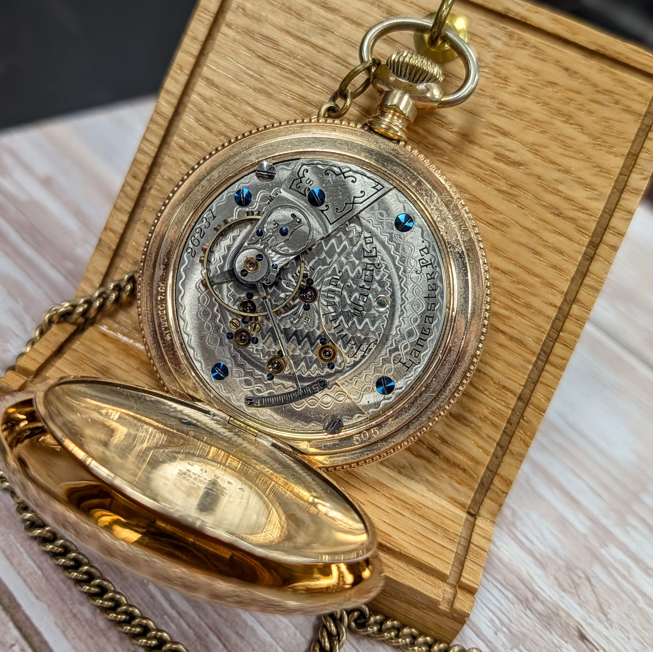 1897 HAMILTON Pocket Watch 18s Openface Grade 930 16 Jewels Gold Filled Case with Chain & Fob - Image 15