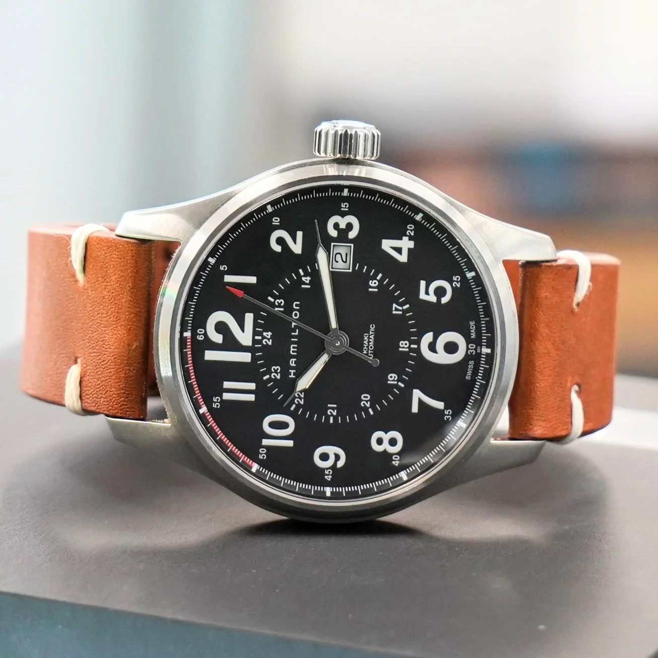 HAMILTON Khaki Field Officer Auto Watch H706150 44mm Black Dial Wristwatch  - In Double Box! - Image 6