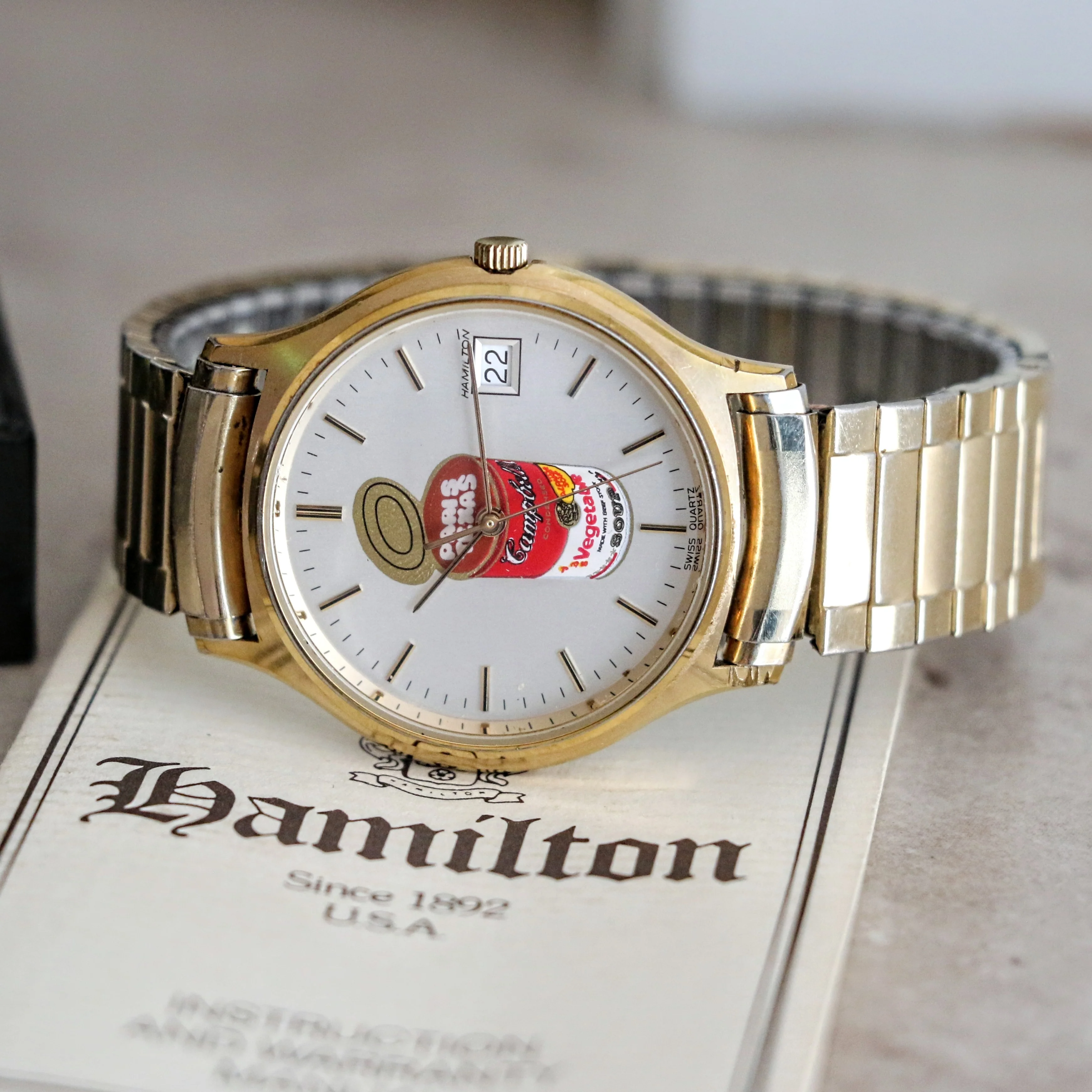 HAMILTON Quartz Watch - Campbell's Soup Dial Wristwatch Original Box & Papers! - Image 10