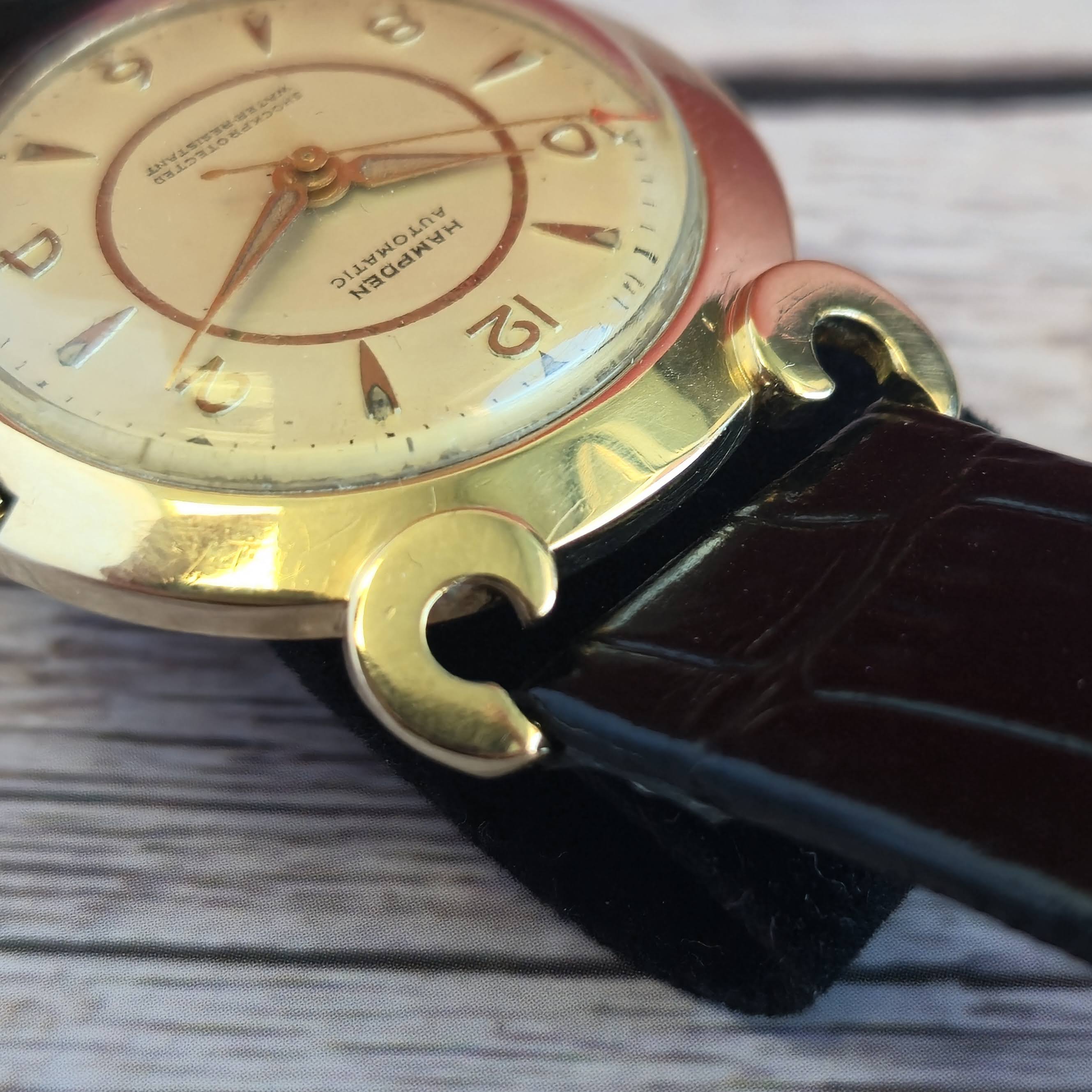 Vintage Hampden Automatic Watch Cal. AS 1361N 21 Jewels Fancy Lugs 14K Gold Wristwatch - Image 10