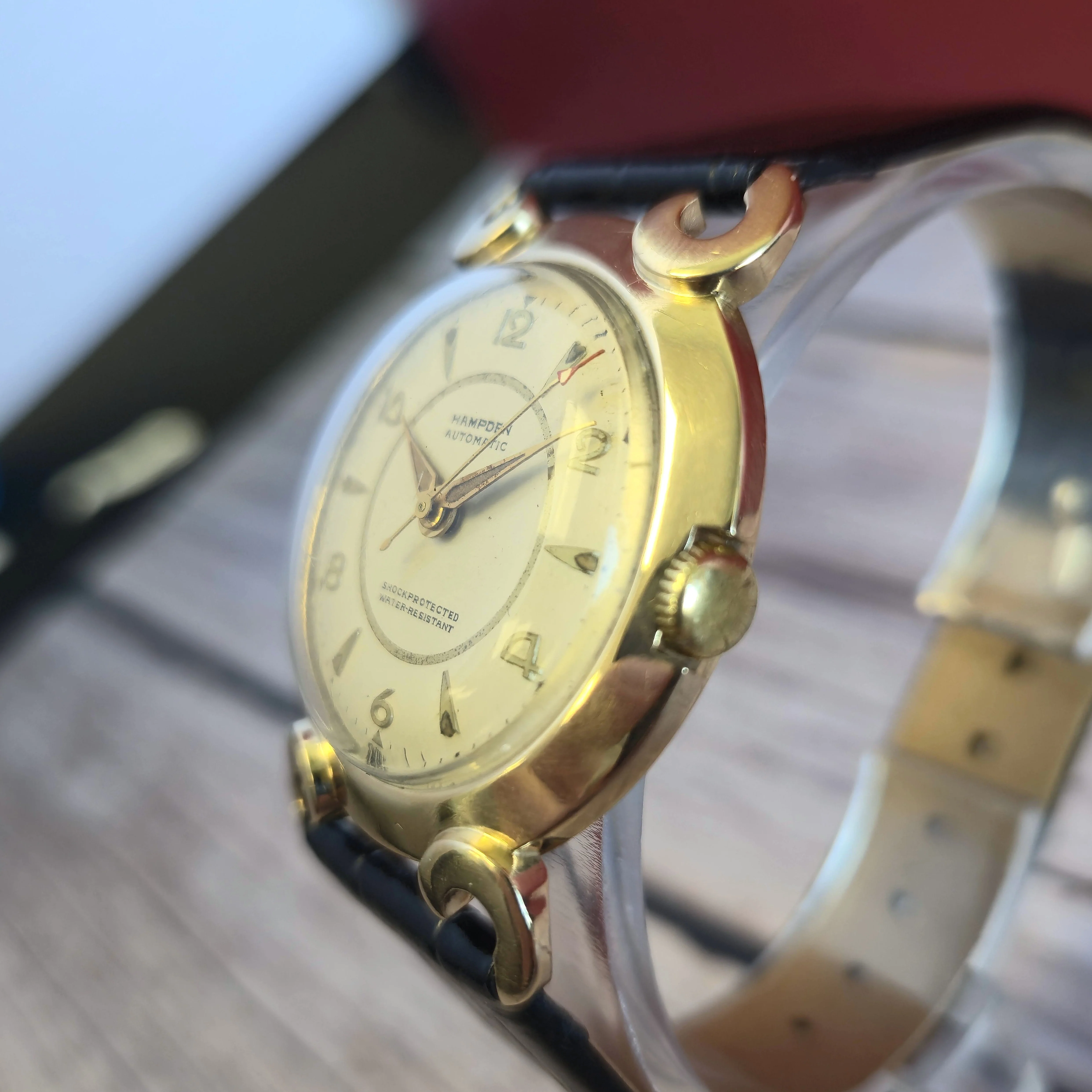 Vintage Hampden Automatic Watch Cal. AS 1361N 21 Jewels Fancy Lugs 14K Gold Wristwatch - Image 3