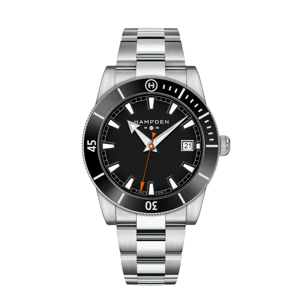HAMPDEN MODEL 3: Sandburg Diver’s Watch 100M Date Indicator Stainless Steel Wristwatch - Image 3