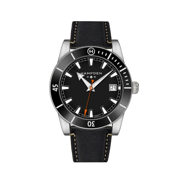 HAMPDEN MODEL 3: Sandburg Diver’s Watch 100M Date Indicator Stainless Steel Wristwatch - Image 4