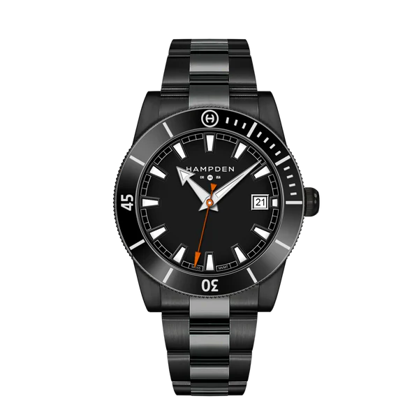 HAMPDEN MODEL 3: Sandburg Diver’s Watch 100M Date Indicator Stainless Steel Wristwatch - Image 5