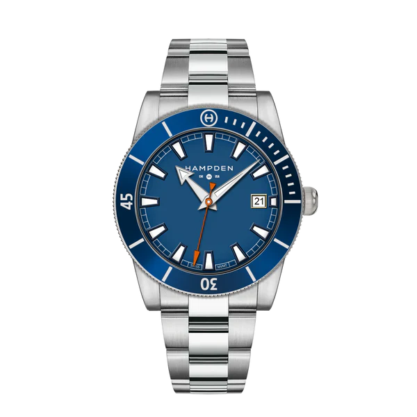 HAMPDEN MODEL 3: Sandburg Diver’s Watch 100M Date Indicator Stainless Steel Wristwatch - Image 7