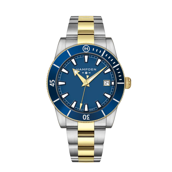 HAMPDEN MODEL 3: Sandburg Diver’s Watch 100M Date Indicator Stainless Steel Wristwatch - Image 9