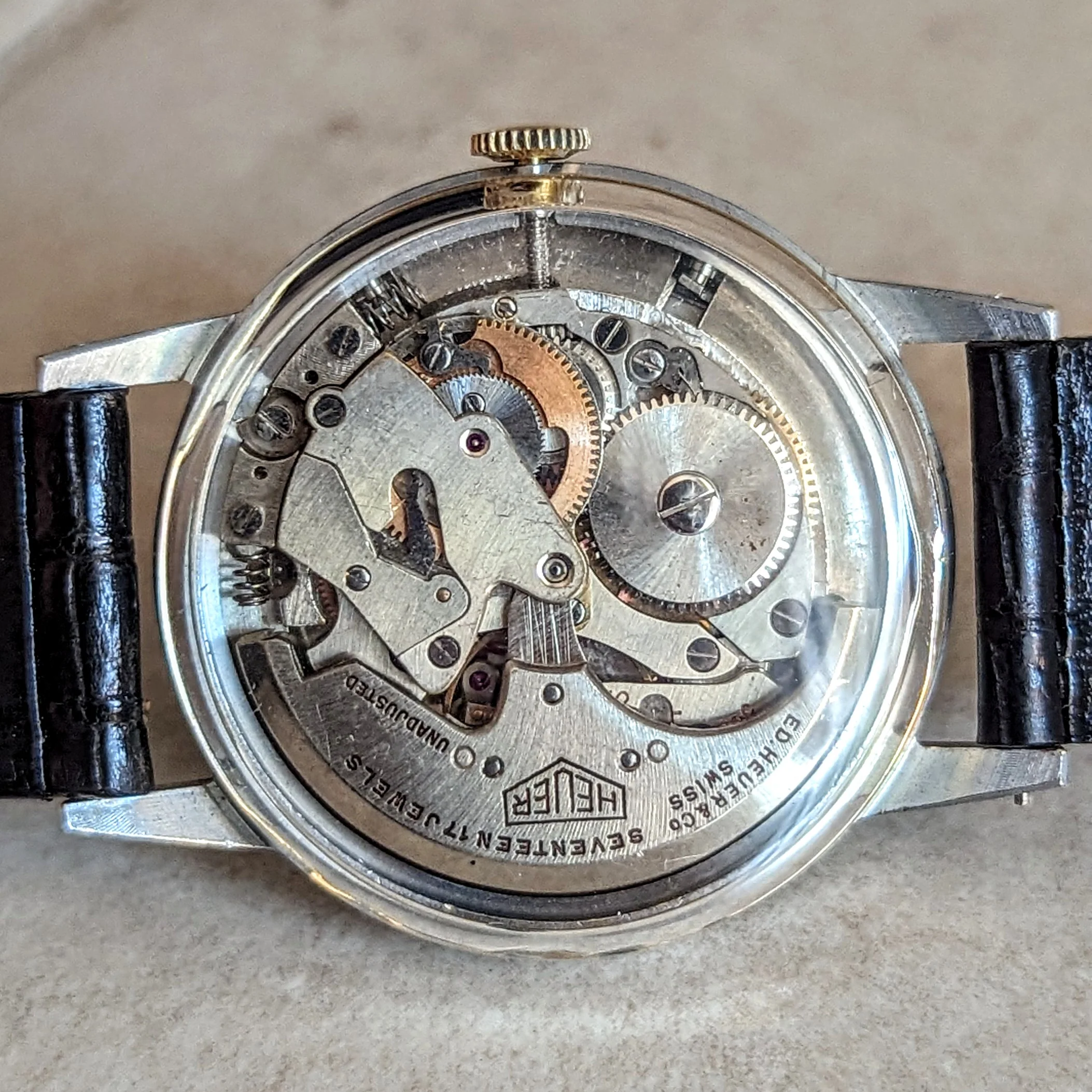 1950s HEUER Bumper Automatic Triple Calendar Wristwatch Ref. 1806 17 Jewels Vintage Watch - Image 17