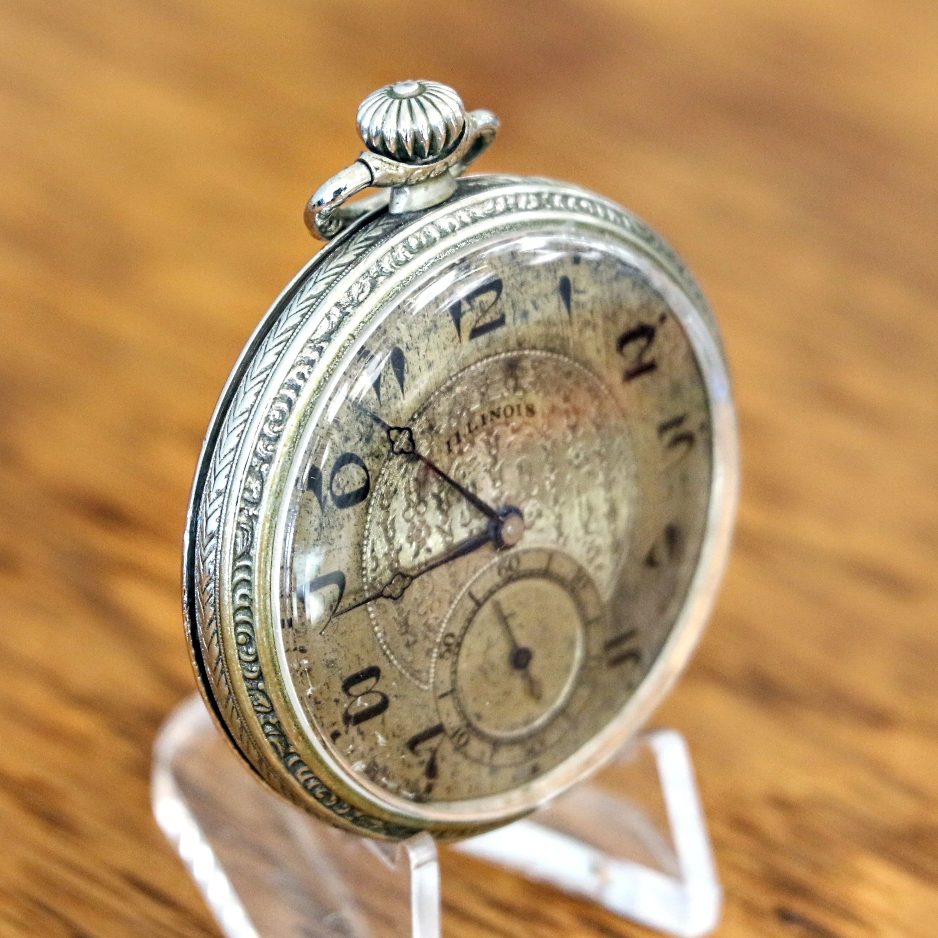 1925 ILLINOIS Time King Pocket Watch Size 12s 17 Jewels Grade 405 U.S.A. Made Art Deco Watch - Image 3