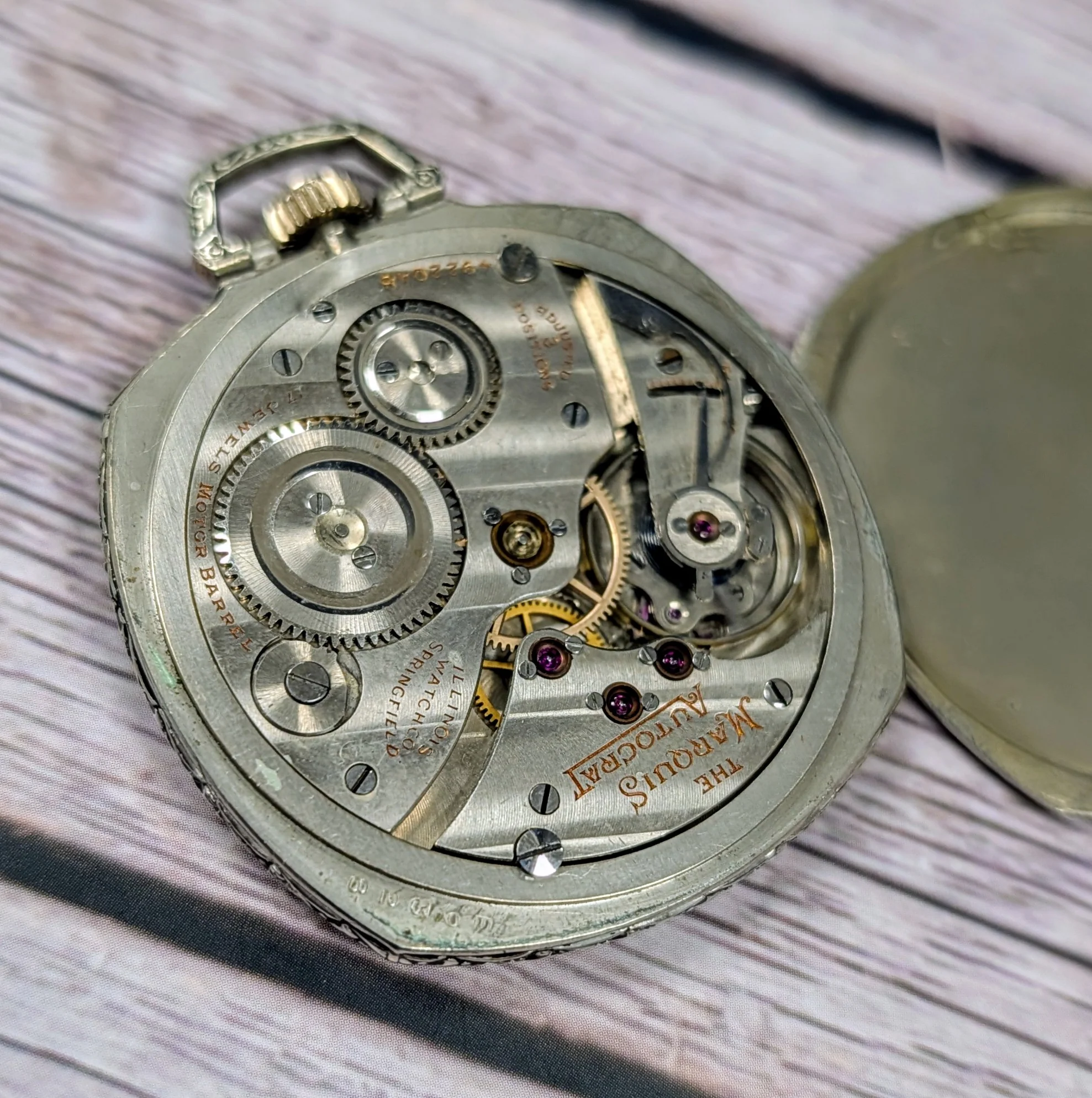 1927 Illinois Marquis Autocrat Dress Pocket Watch Openface 12s Grade 522 17 Jewels Adj. 3 Pos. - Image 12
