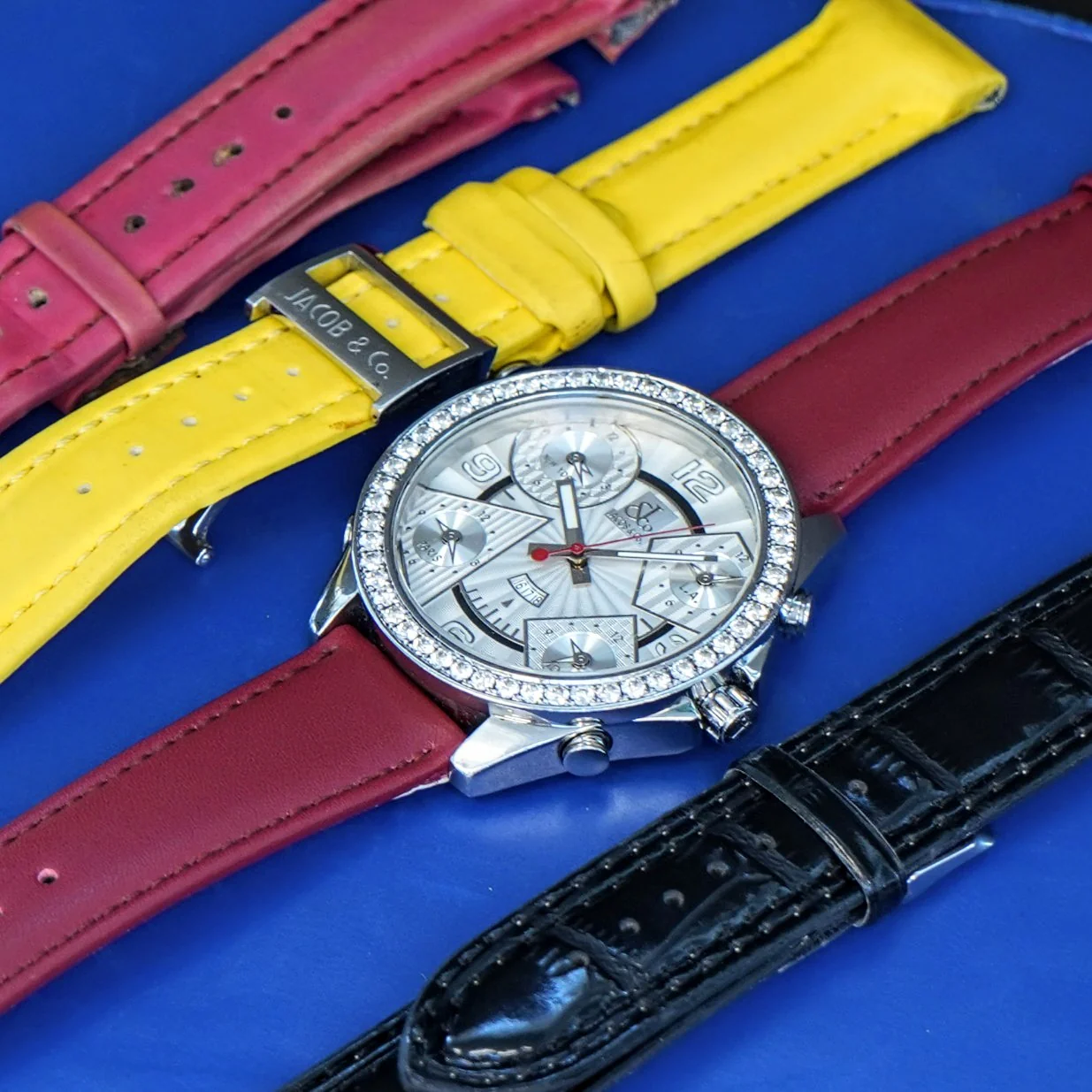 Jacob & Co. Five Time Zone Watch Diamond Bezel 47mm - Original Box & Interchangeable Straps - Image 14