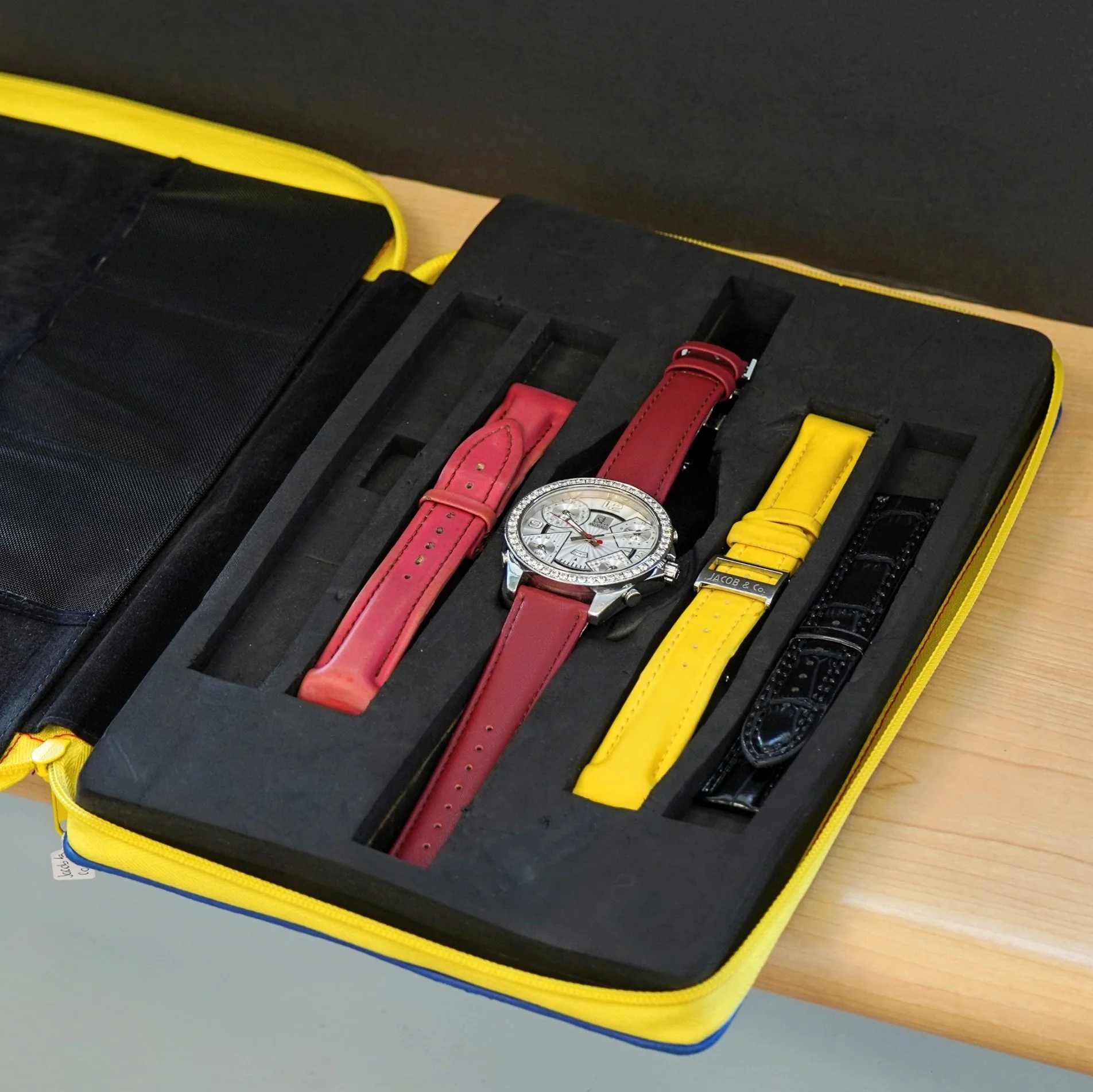 Jacob & Co. Five Time Zone Watch Diamond Bezel 47mm - Original Box & Interchangeable Straps - Image 15