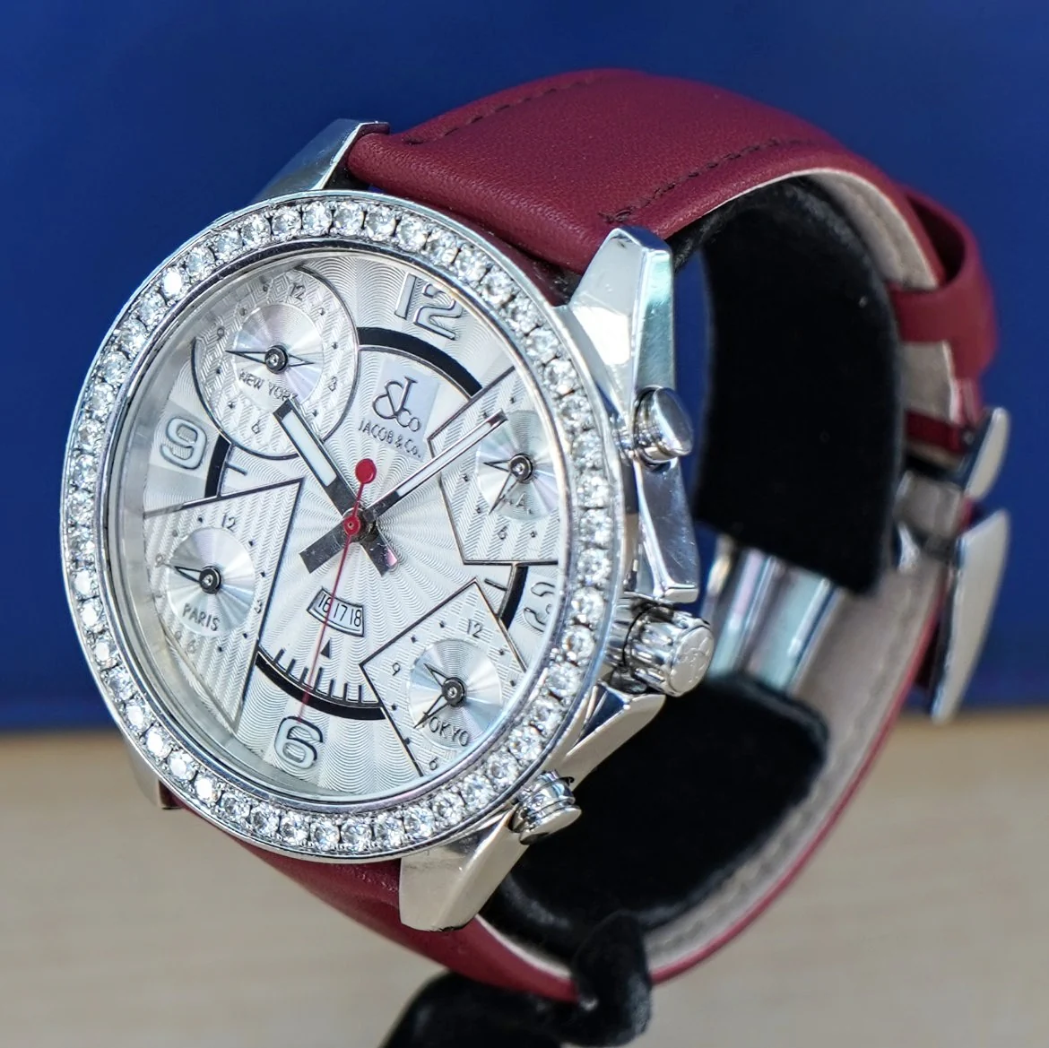 Jacob & Co. Five Time Zone Watch Diamond Bezel 47mm - Original Box & Interchangeable Straps - Image 7
