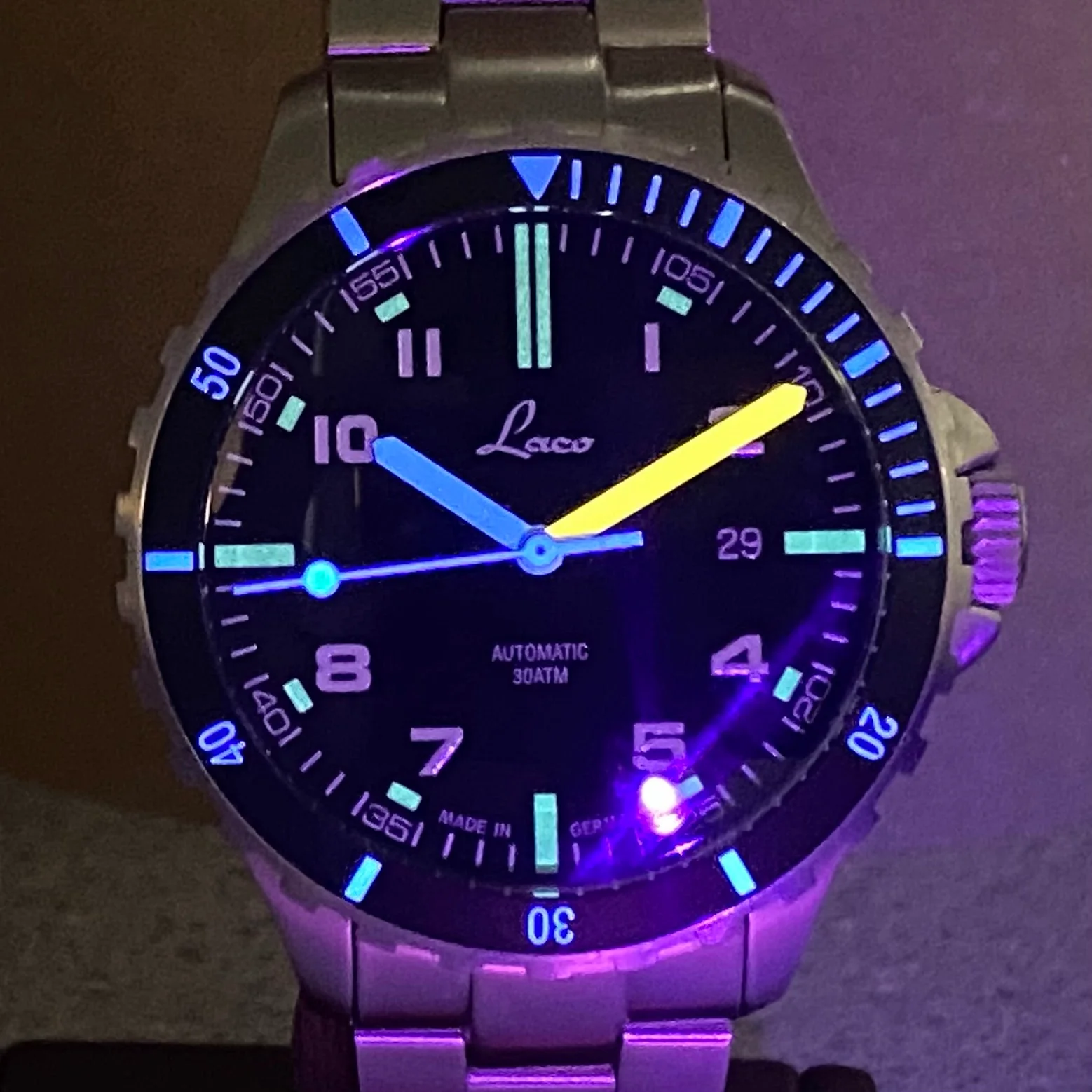 LACO Automatic Diver Watch Himalaya 42 MB 30ATM Wristwatch 862106.MB - Box & Papers! - Image 8