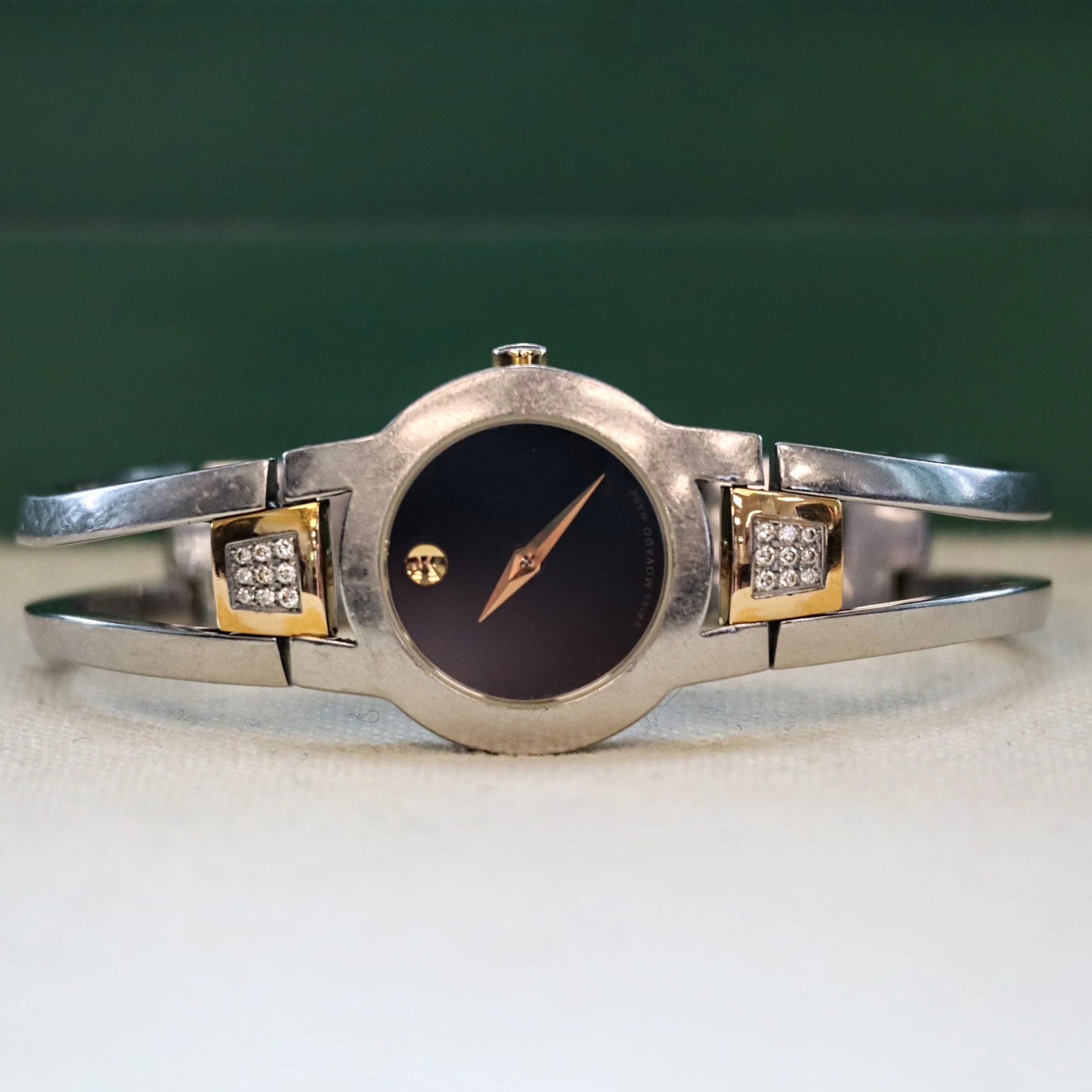 Ladies MOVADO Amorosa Watch Two-Tone Bangle Bracelet Wristwatch Ref. 81 E4 1842 - Image 7