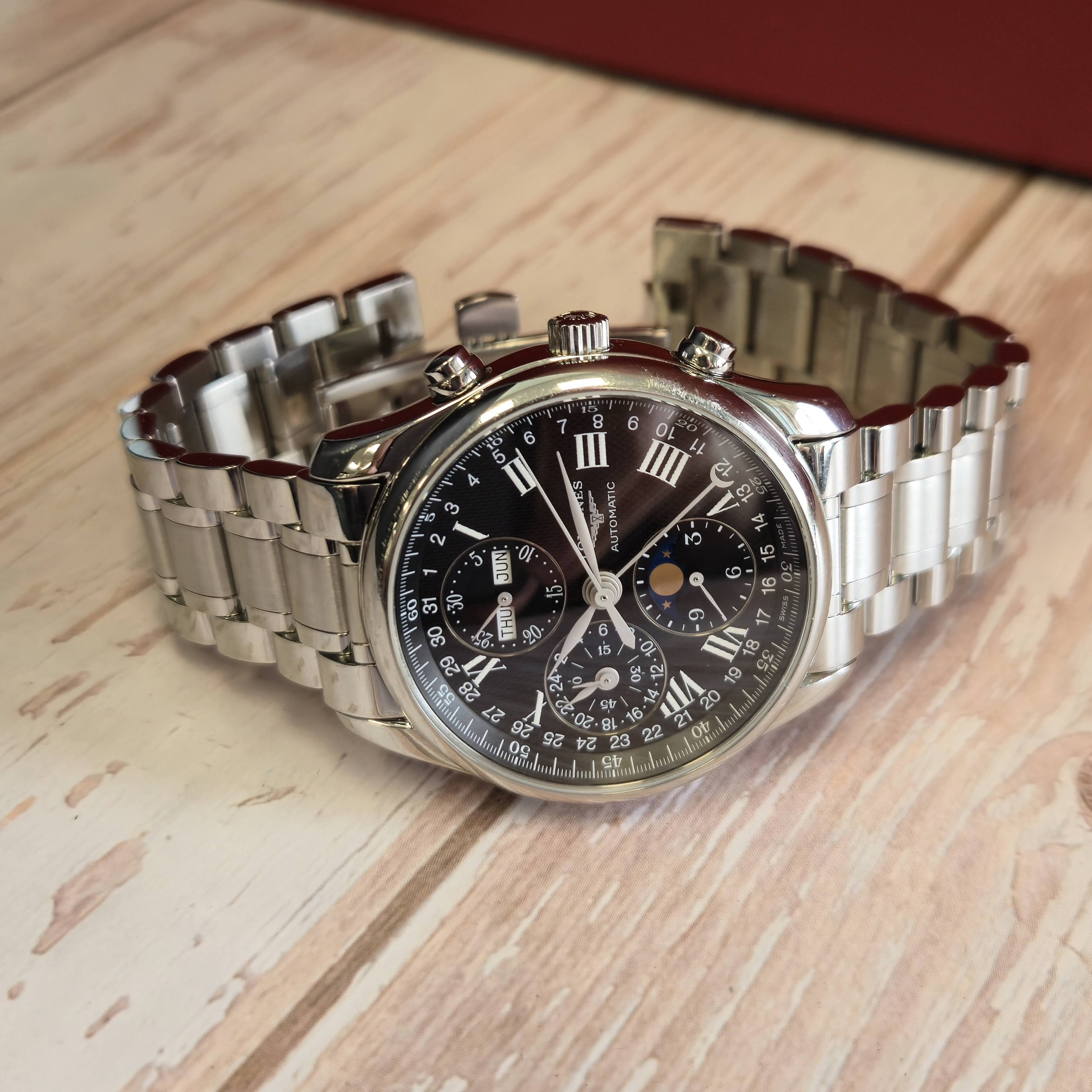 Longines Master Collection Watch L2.673.4 Chrono Moon Phase 40mm ALL S.S. Wristwatch - Image 10