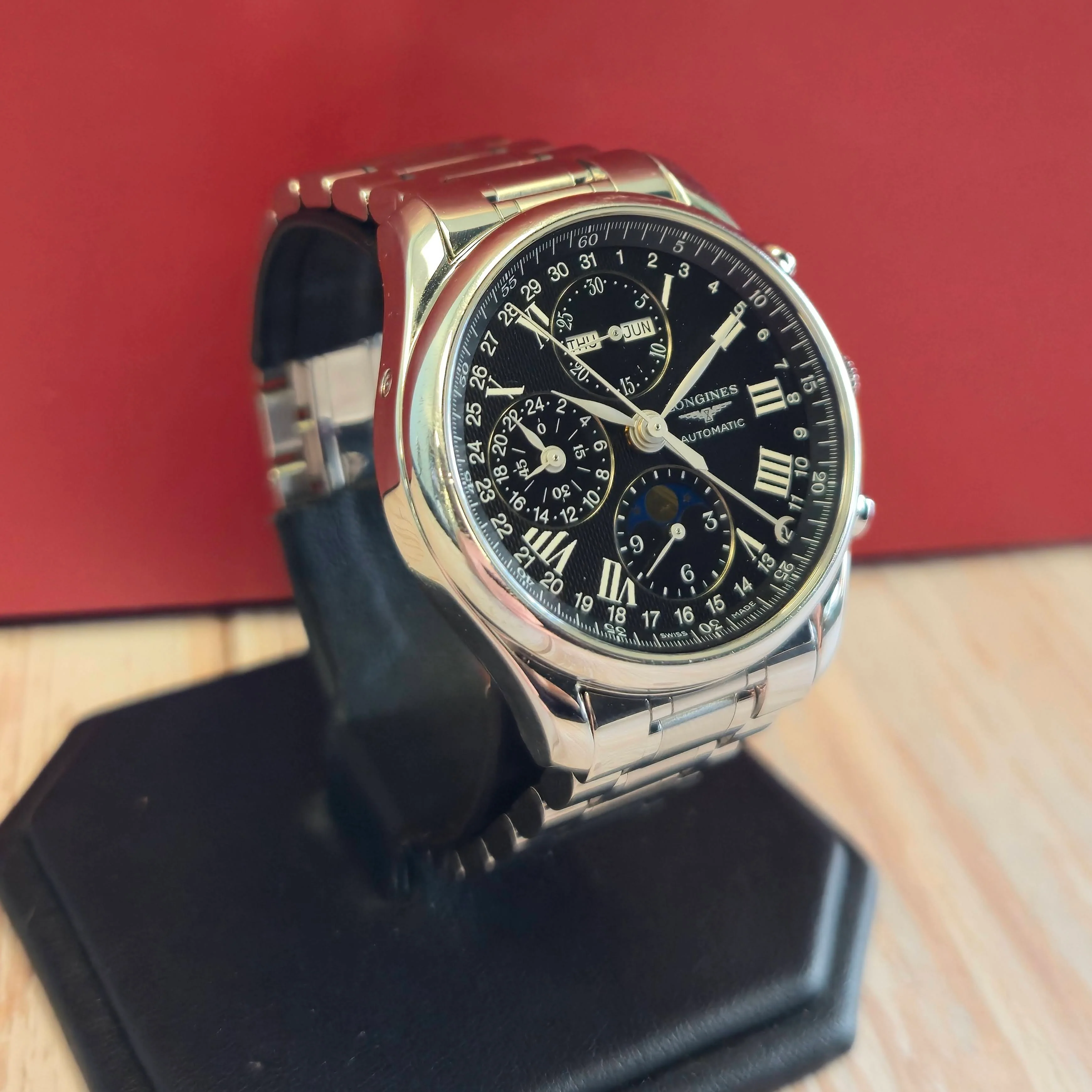 Longines Master Collection Watch L2.673.4 Chrono Moon Phase 40mm ALL S.S. Wristwatch - Image 3