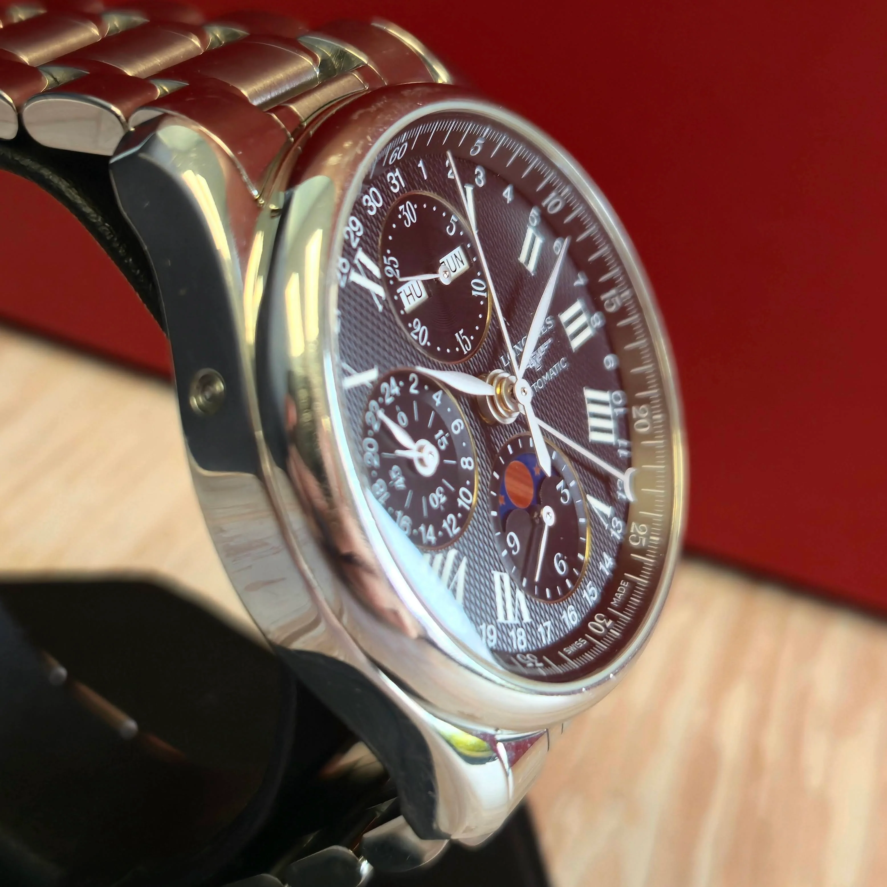 Longines Master Collection Watch L2.673.4 Chrono Moon Phase 40mm ALL S.S. Wristwatch - Image 4