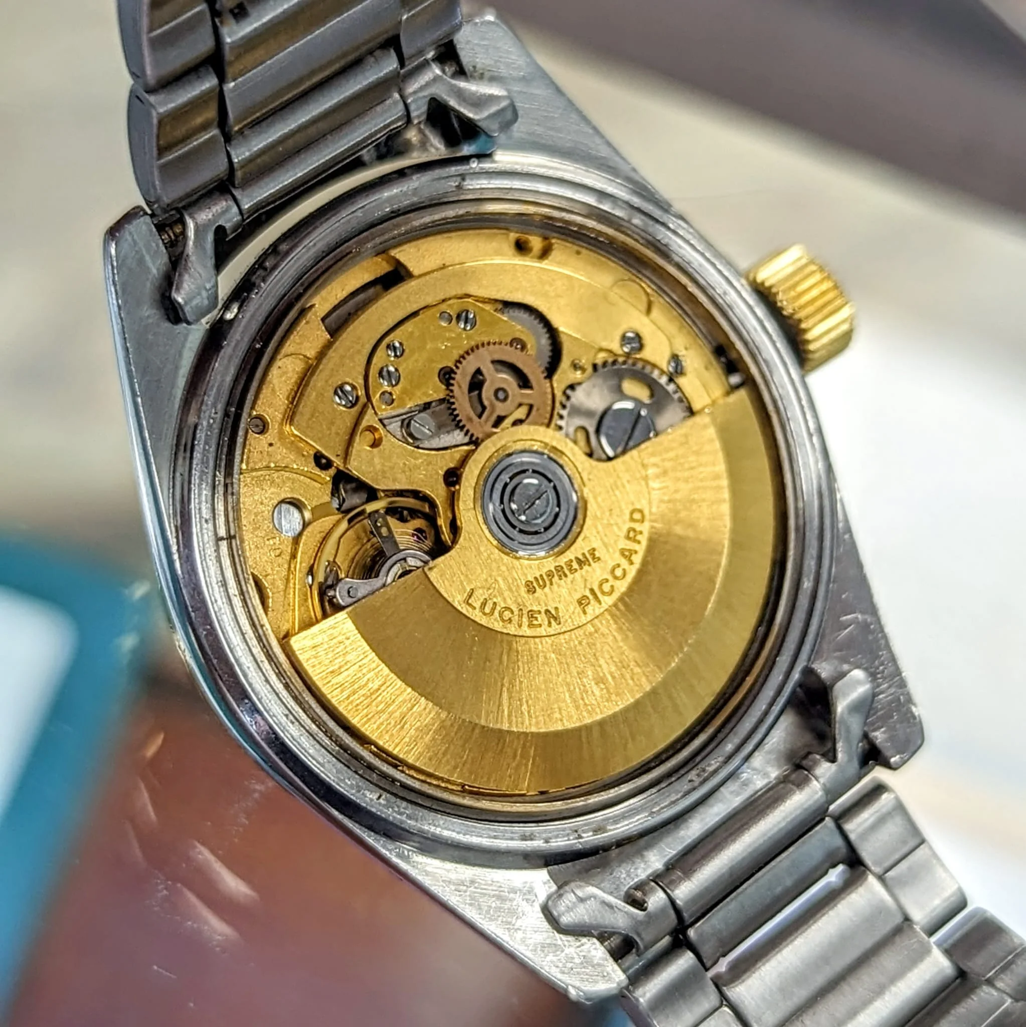 LUCIEN PICCARD Automatic 36.000 DaVinci Seashark Watch Day/Date ALL Two-Tone S.S. Wristwatch - Image 13