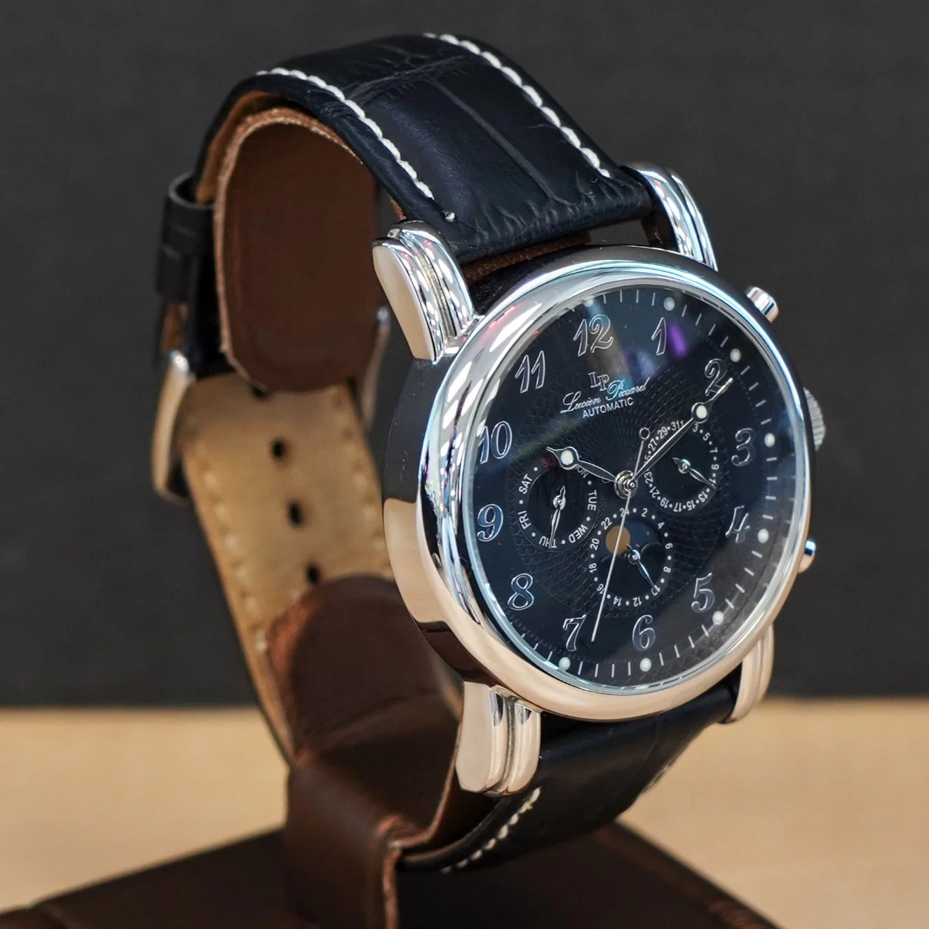 LUCIEN PICCARD Automatic Watch LP-26570BK Day/Date Wristwatch - ALL ORIGINAL Double Box! - Image 6