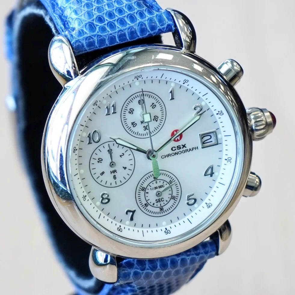 MICHELE CSX Chronograph Watch MOP Dial Ladies Wristwatch ALL S.S. & Original Strap - Image 3