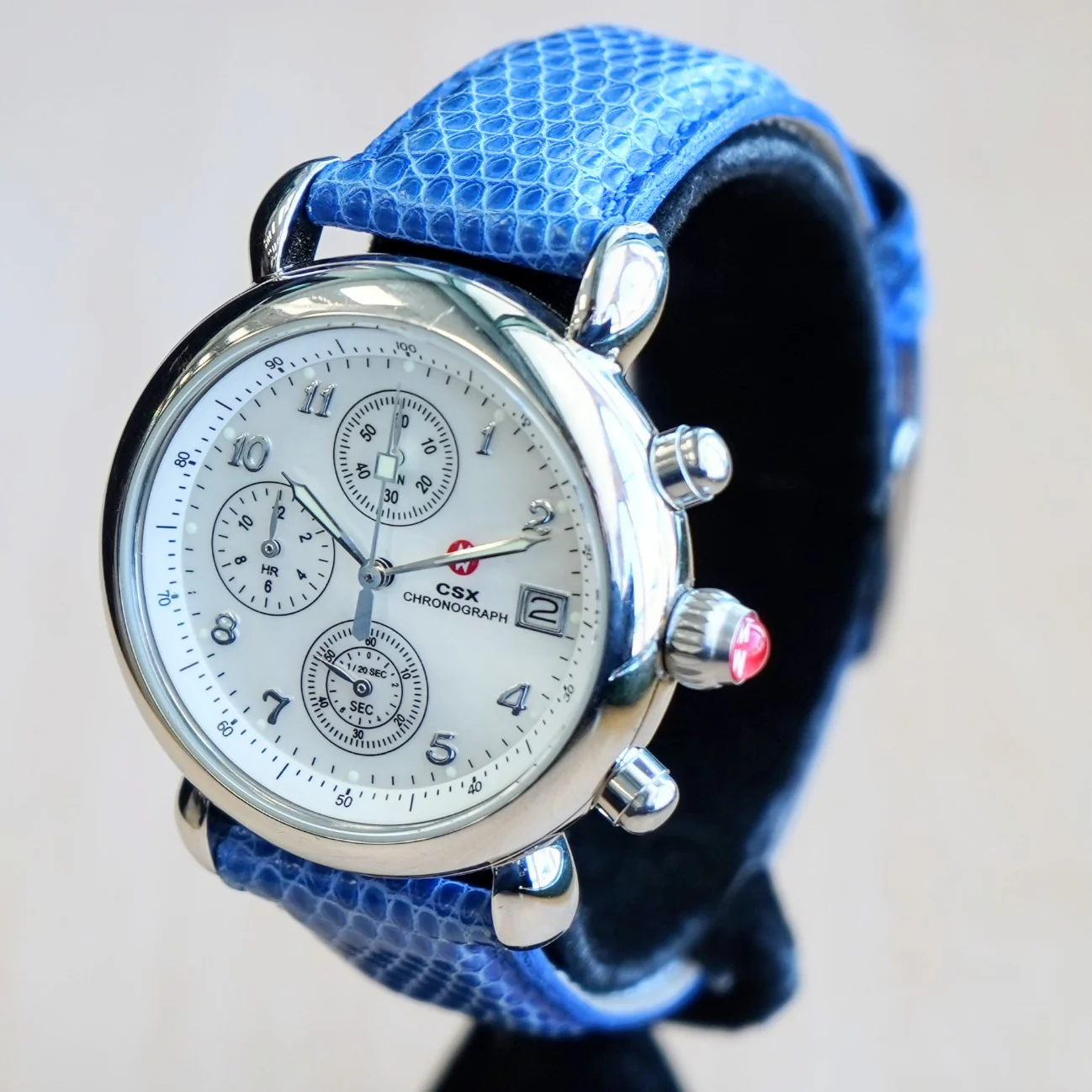 MICHELE CSX Chronograph Watch MOP Dial Ladies Wristwatch ALL S.S. & Original Strap - Image 4