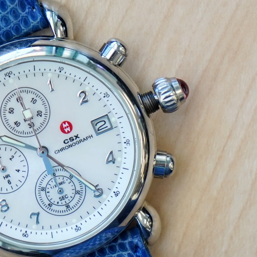 MICHELE CSX Chronograph Watch MOP Dial Ladies Wristwatch ALL S.S. & Original Strap - Image 7