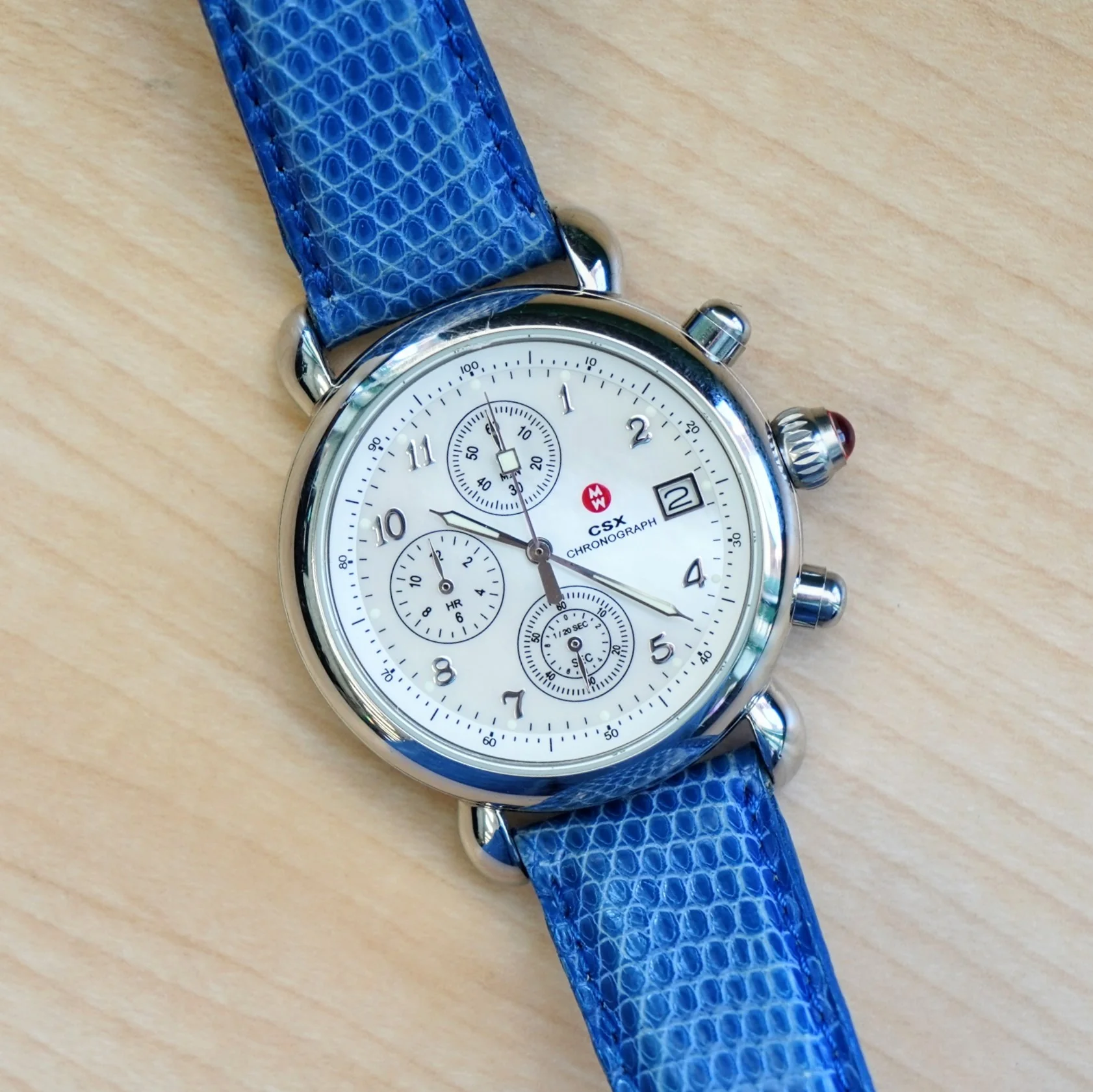 MICHELE CSX Chronograph Watch MOP Dial Ladies Wristwatch ALL S.S. & Original Strap - Image 8