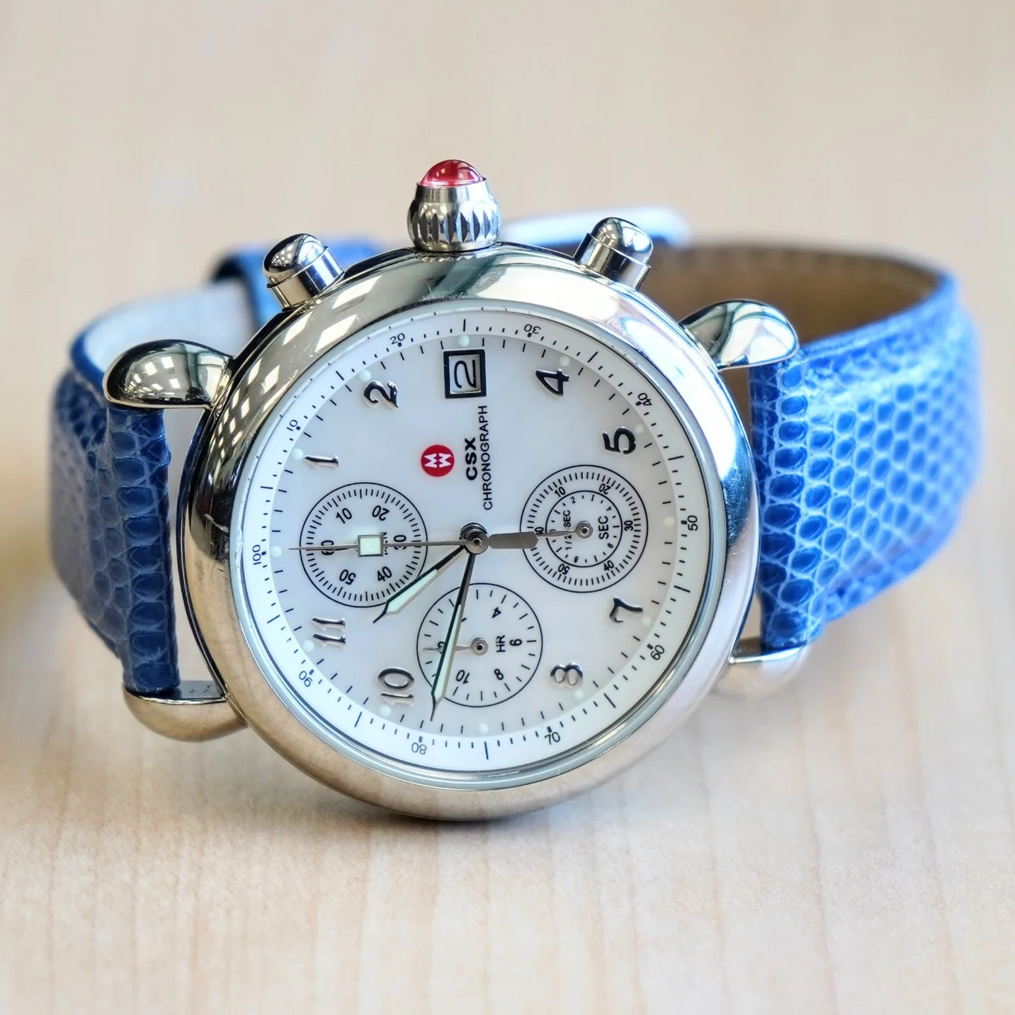 MICHELE CSX Chronograph Watch MOP Dial Ladies Wristwatch ALL S.S. & Original Strap - Image 9