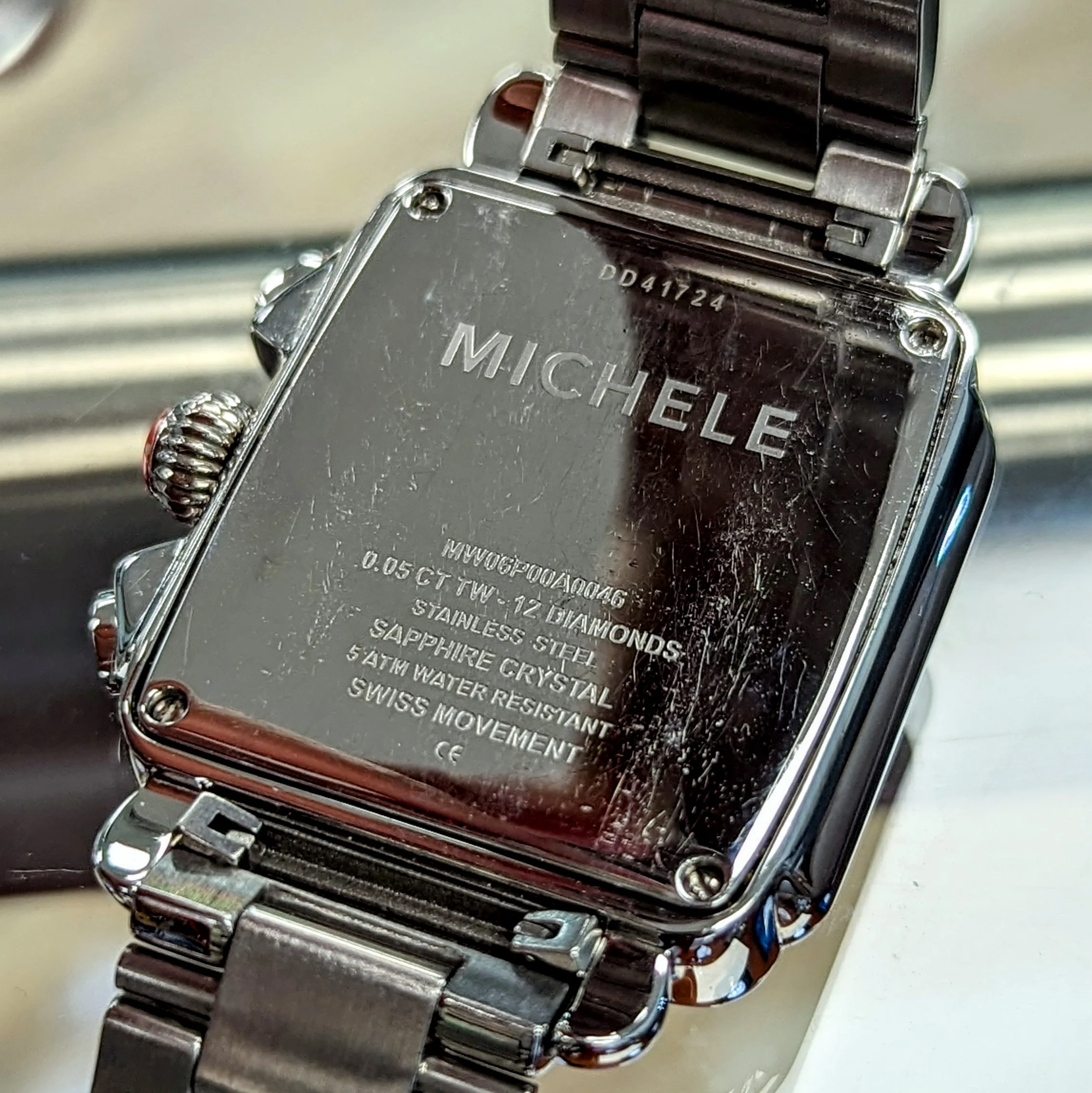 MICHELE Deco Diamond Chronograph Watch MOP Dial Ref. MW06P00A0046 - ALL Original in Box! - Image 11