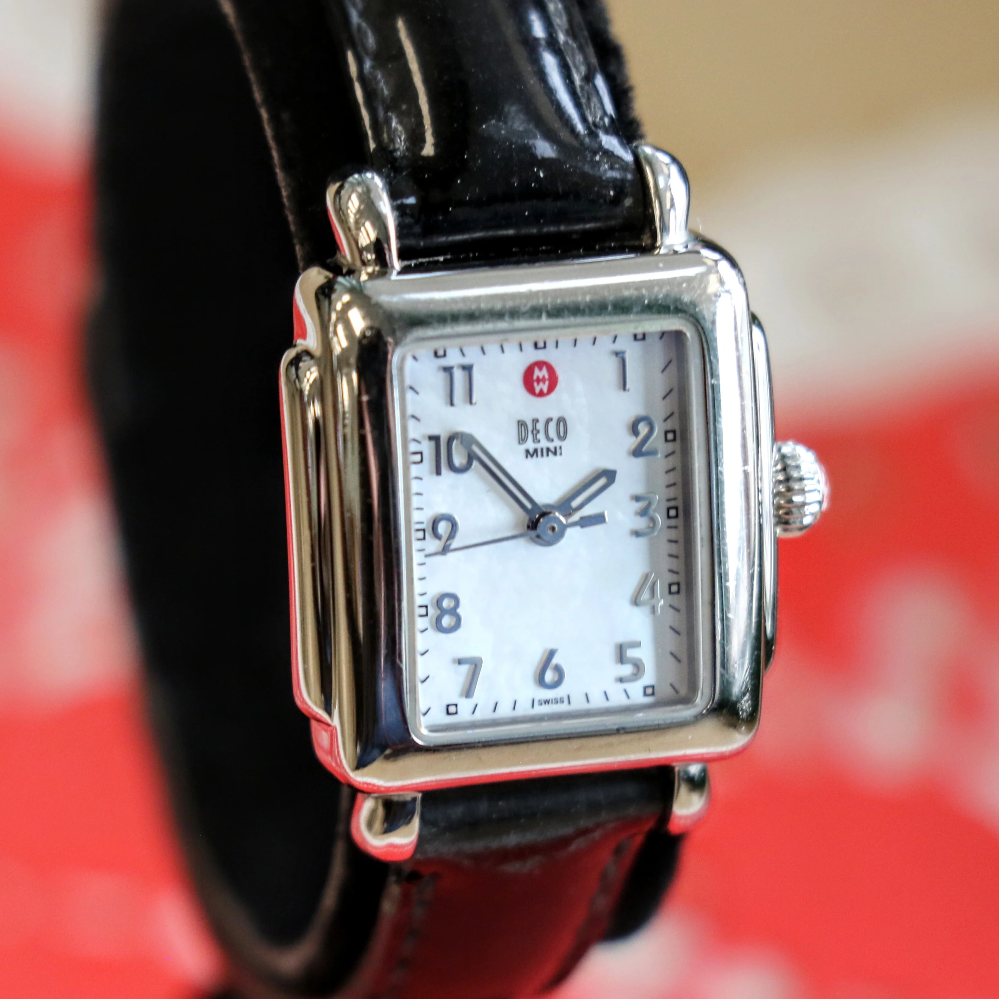 MICHELE Deco Mini Ladies Watch MOP Dial Ref. MW06D00A0025 Leather Strap - ALL Original - Image 2