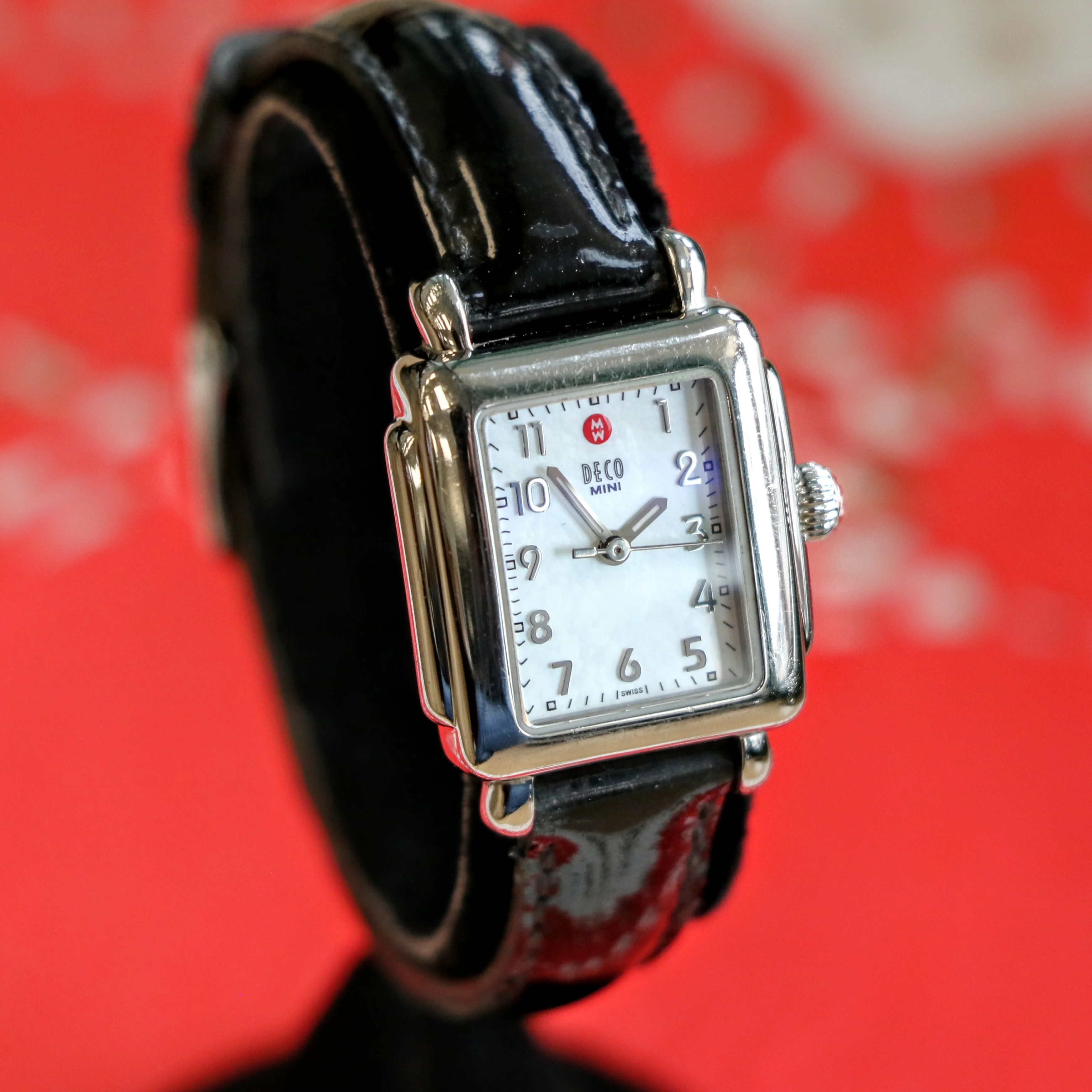 MICHELE Deco Mini Ladies Watch MOP Dial Ref. MW06D00A0025 Leather Strap - ALL Original - Image 3