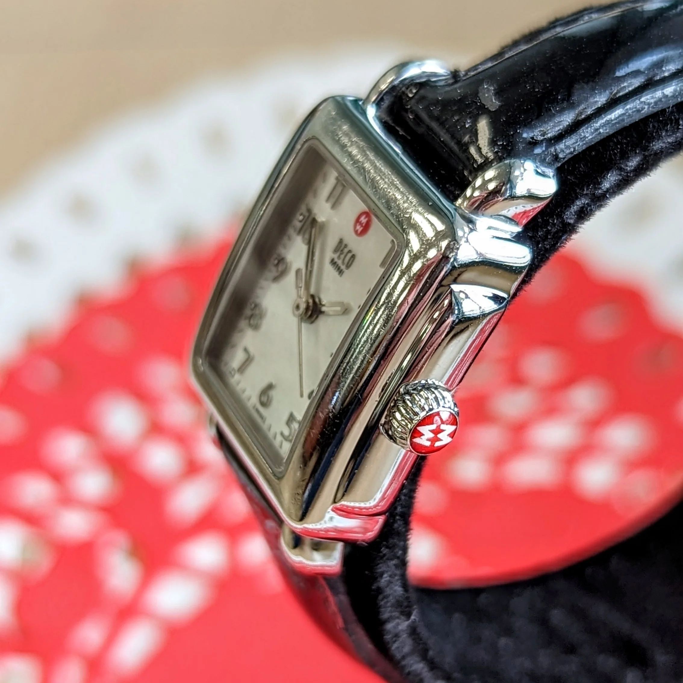 MICHELE Deco Mini Ladies Watch MOP Dial Ref. MW06D00A0025 Leather Strap - ALL Original - Image 5