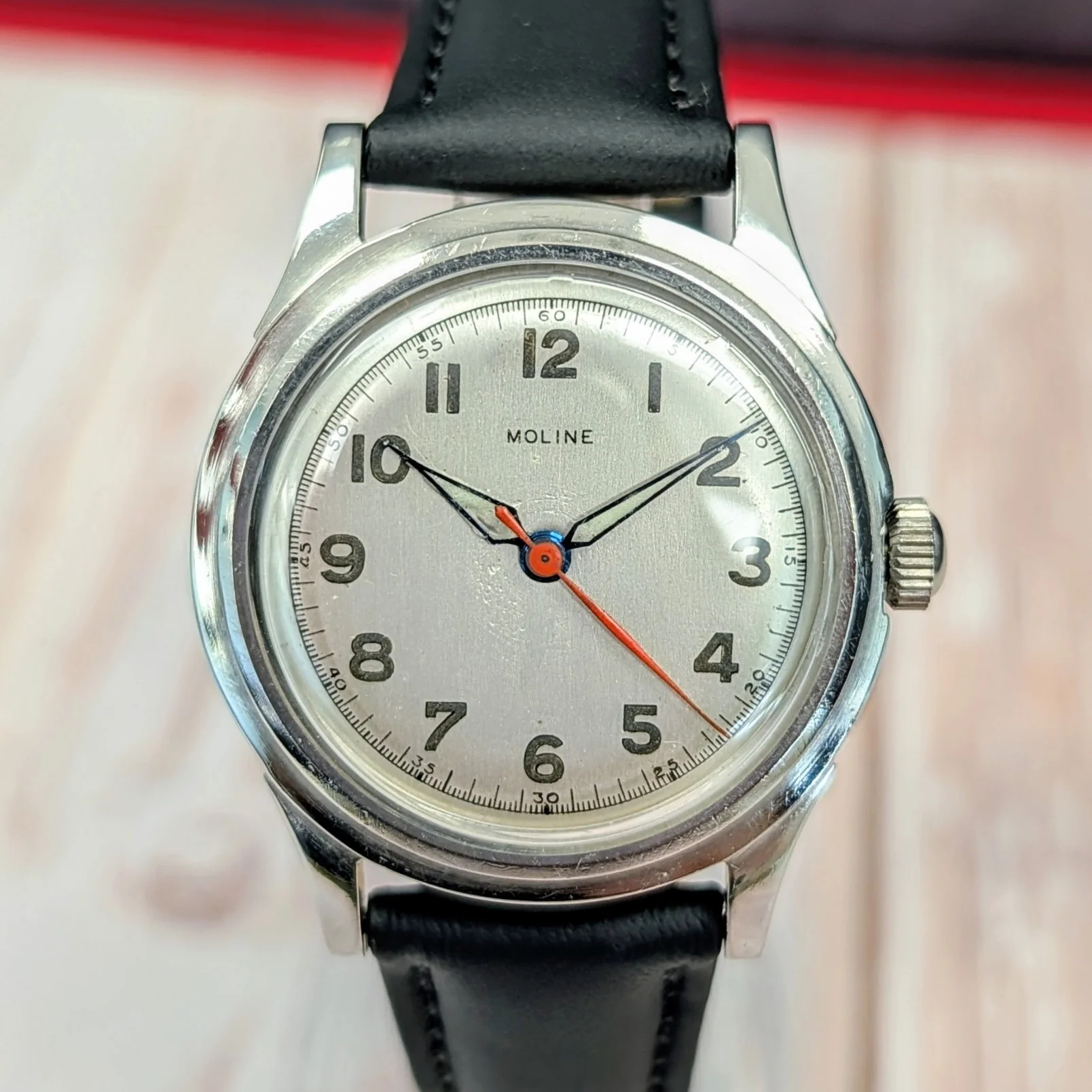 Moline Military Watch 15 Jewels Wittnauer Movement Swiss WWII Wristwatch