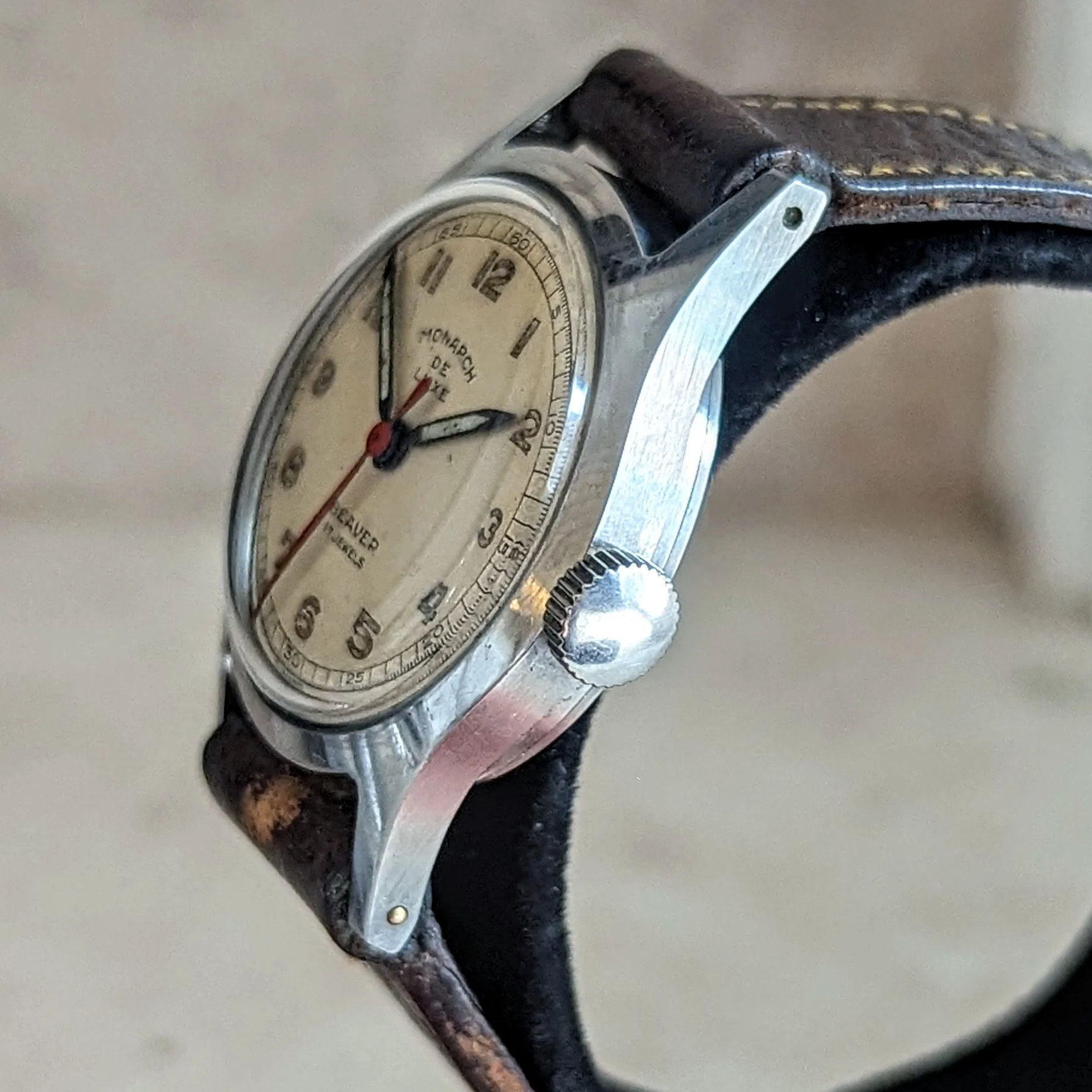 MONARCH De Luxe Beaver Wristwatch 17 Jewels Swiss Military Watch - Image 8