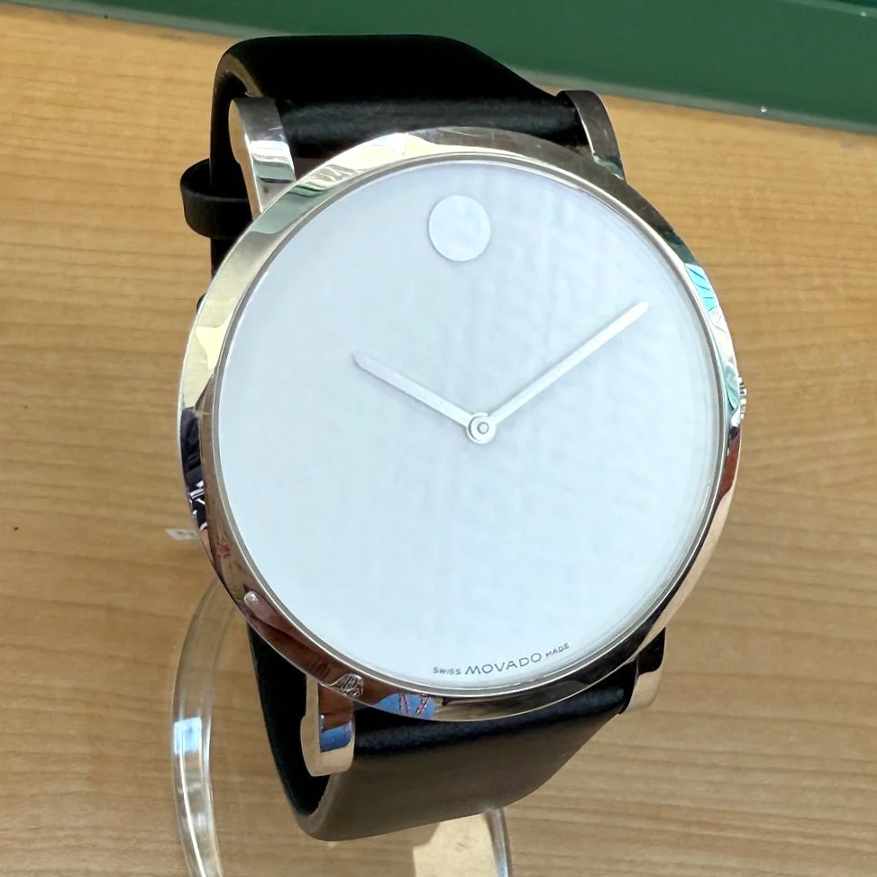 Movado Museum Automatic Watch 84F41891 42mm White Dial Wristwatch 2-Box & Papers