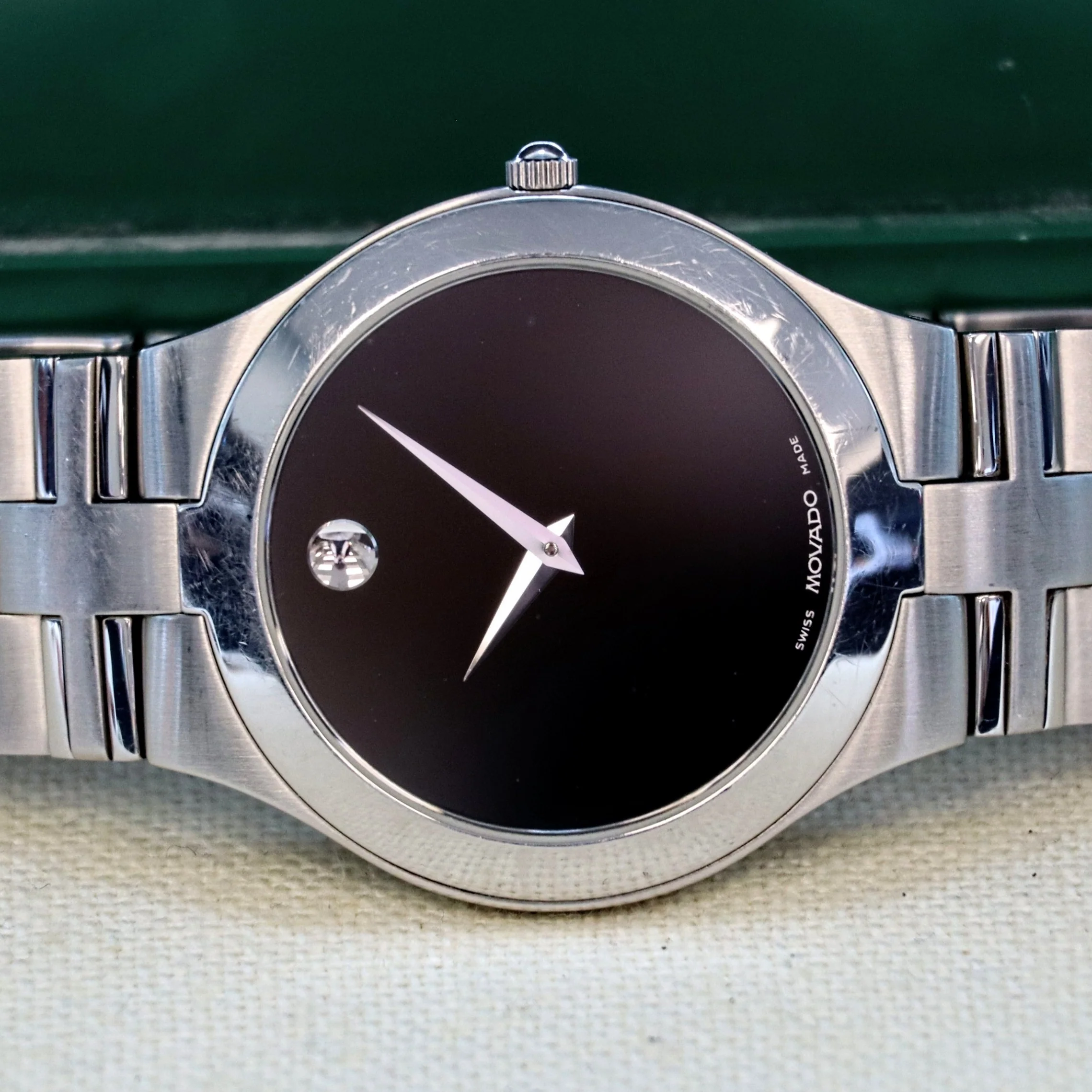 MOVADO MUSEUM Juro Watch Ref. 84.G21899 Black Dial ALL S.S. - Box & Papers! - Image 12