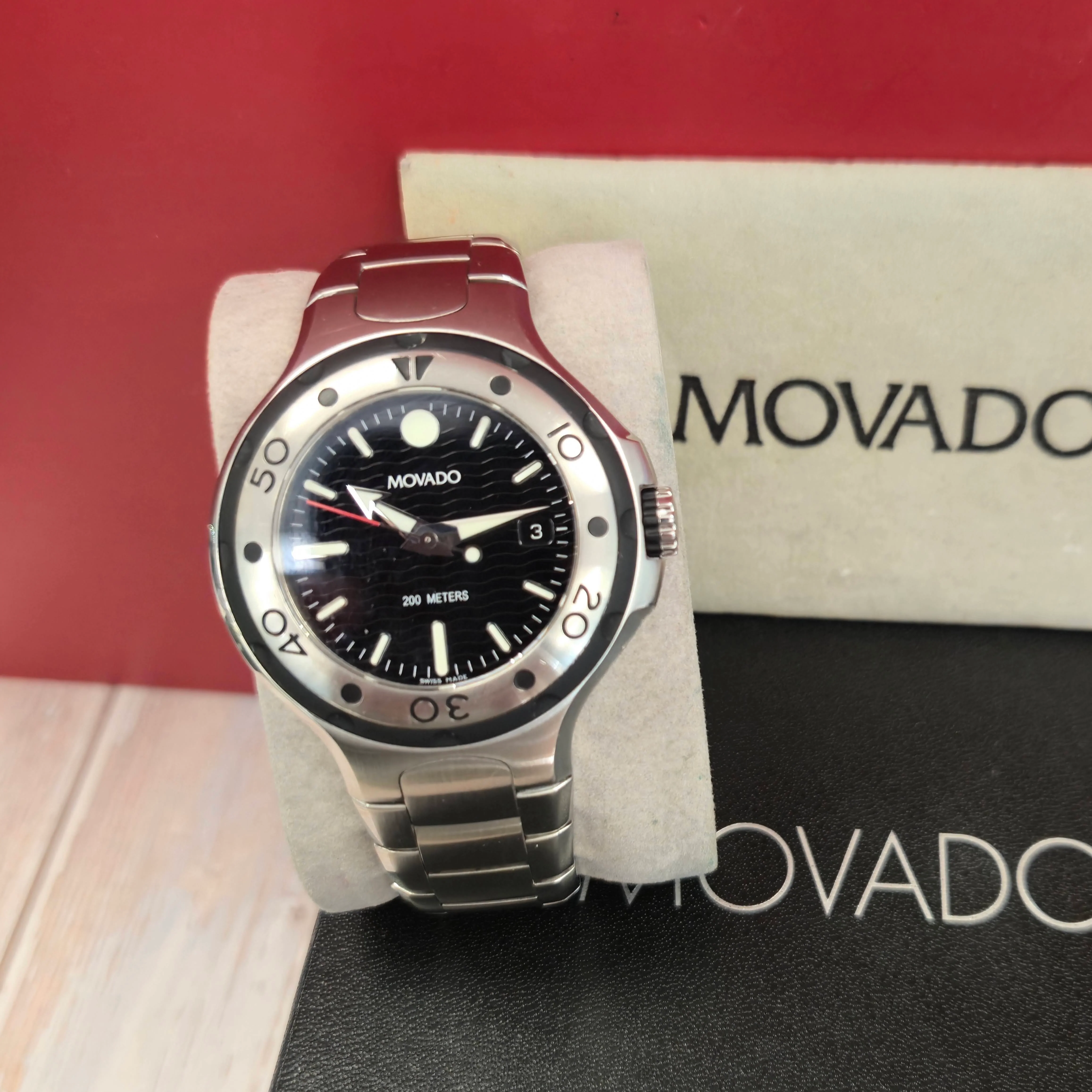 Movado Series 800 Diver Watch 84.C2.1895 ALL S.S. Wristwatch 200M - Outer Box - Image 5